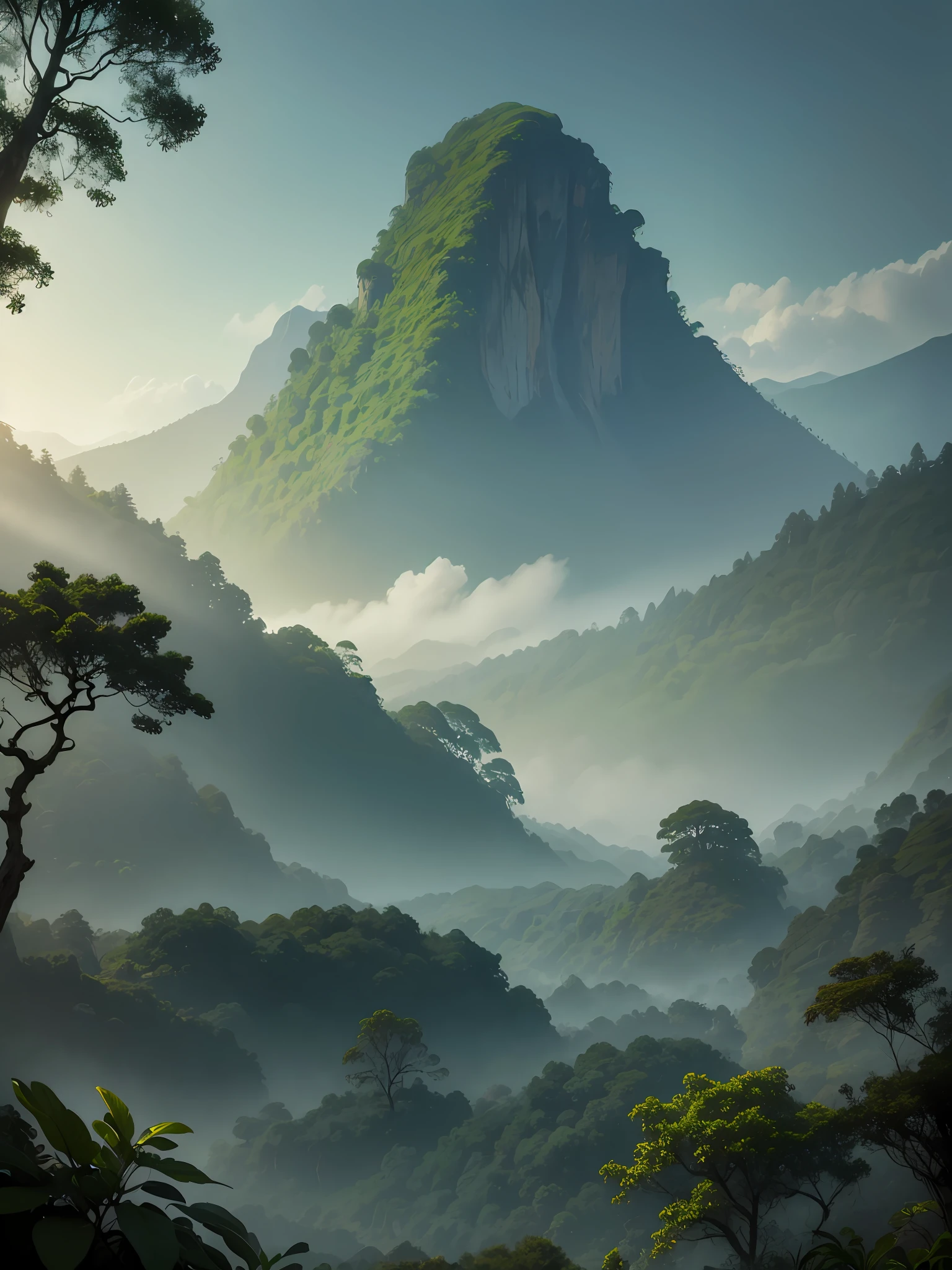 On logs on meadow, foggy jungle in background, jungle in background, mountain jungle setting, jungle in background, dense forest in background, jungle in background, background environment. 8 k, stunning nature scenery in background, jungle in background, lush alien landscape, organic matte painting, forest background