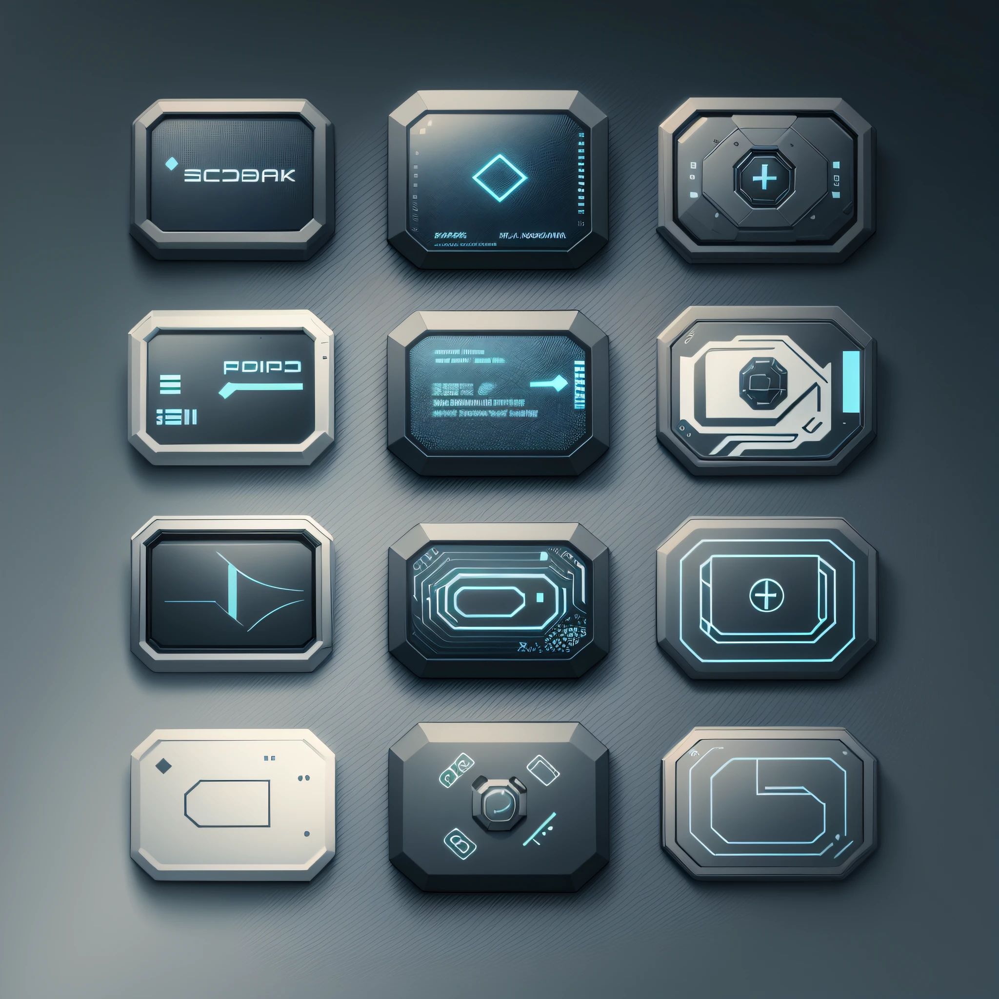 Web button design, UI button design, technology sense rectangular button, futuristic, simple tone --auto --s2