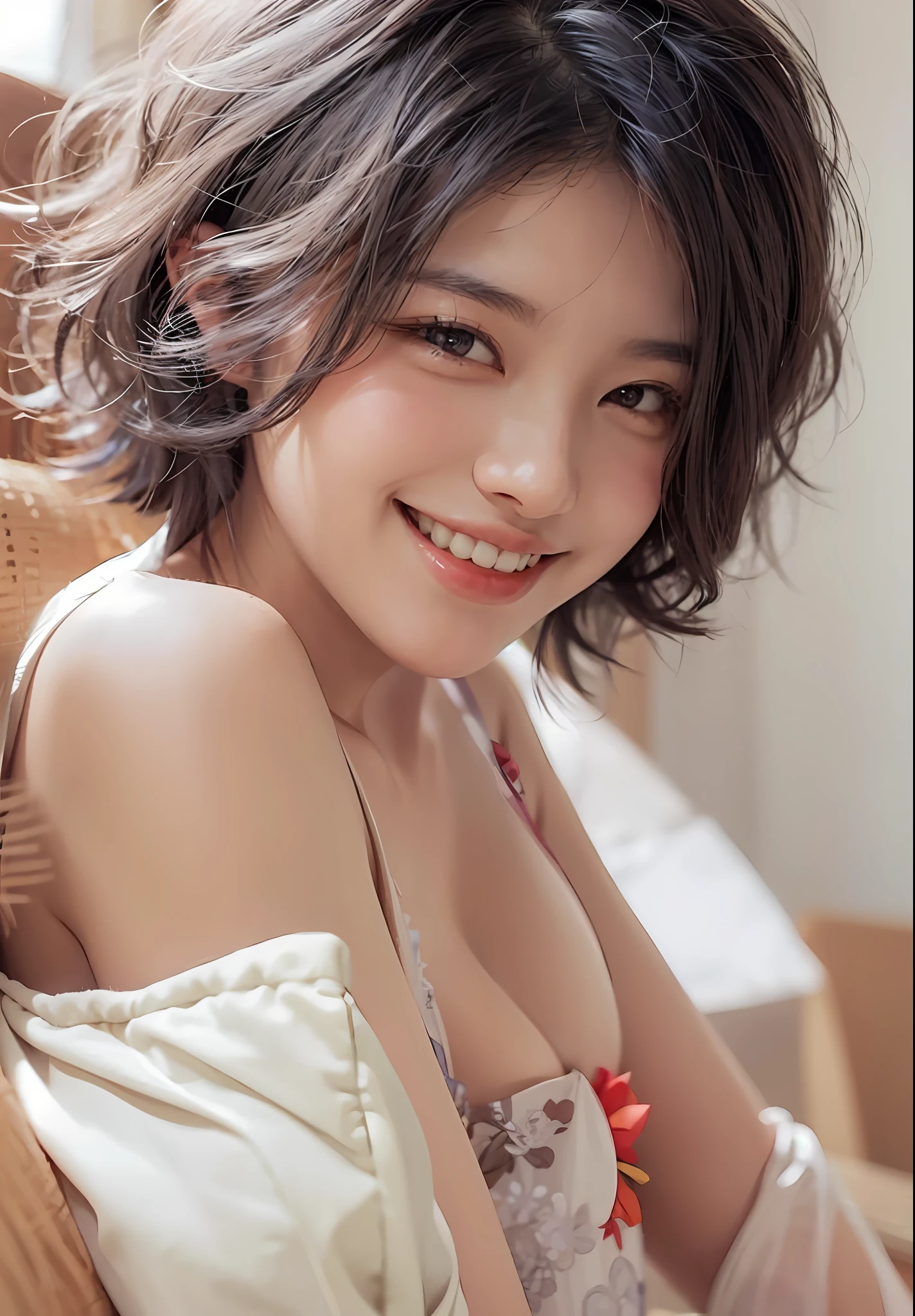 asian woman, cute seductive smile, friendly seductive smile, seductive smile, seductive smile, lovely smile, yuka Kazami