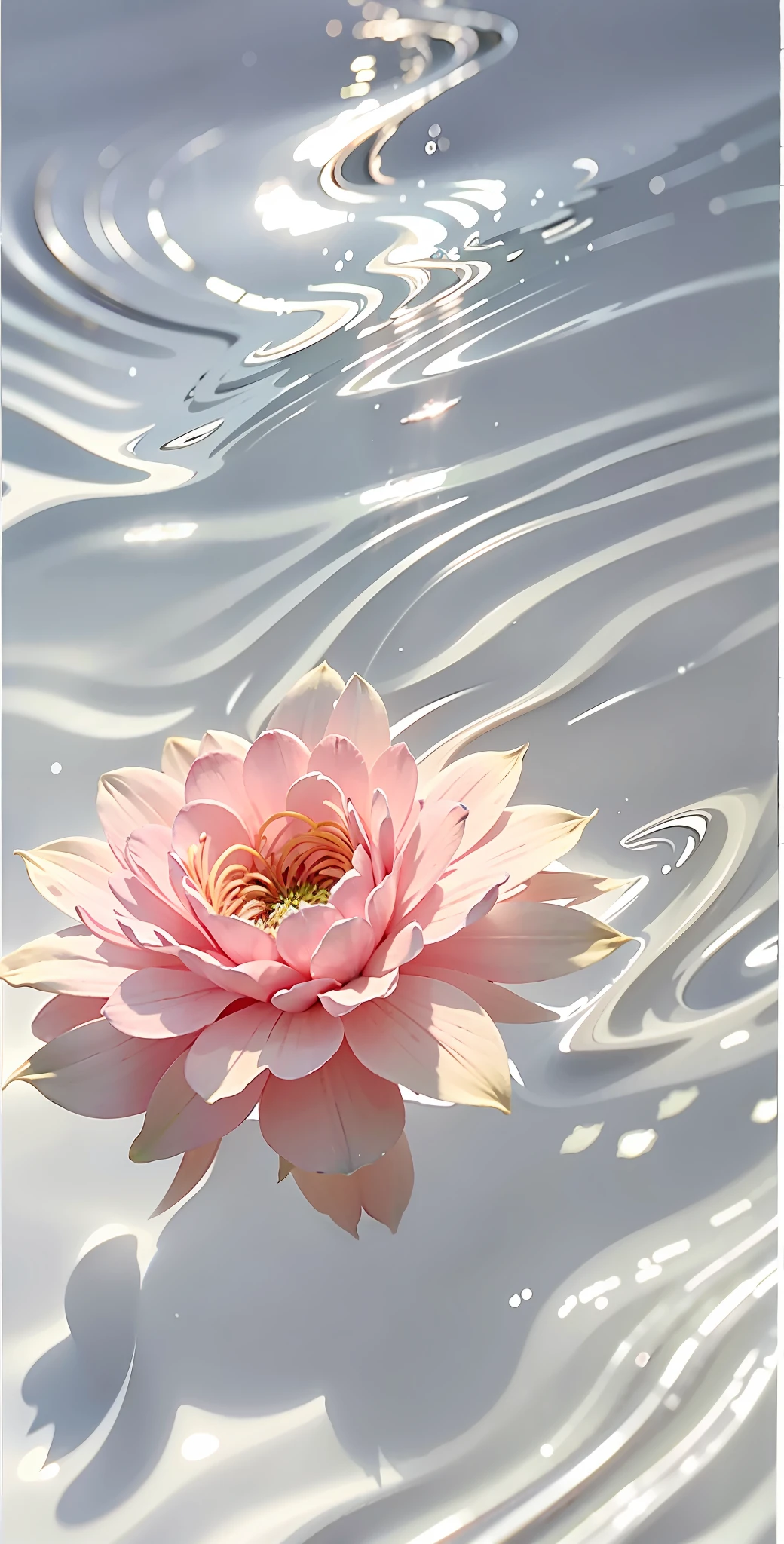 Pink flowers floating in the pool, (pink), with blooming ethereal effect, beautiful beauty, wallpaper aesthetics, inspired by Seihiko-kun, in the water, soft overflowing, reflection flowers, beautiful flowers, Yanjun sei, Nakamoto, Kawauchi Rinko, hydrogen. Beautiful, beautiful water