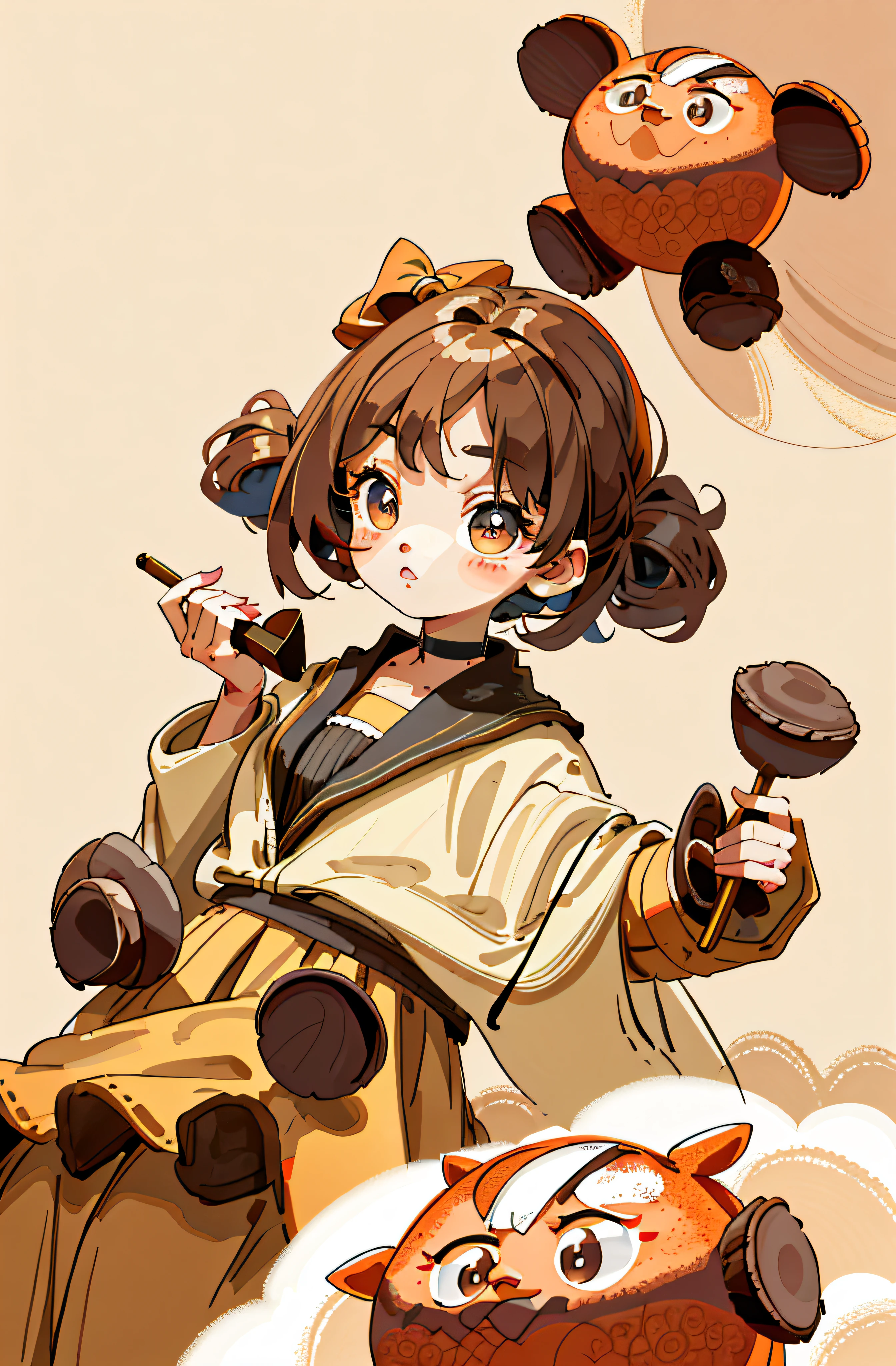 1 Girl, Brown, Chocolate, (Character Design Sheet, Same Character, Front, Side, Back), Illustration, Ultra HD, 8K, Best Quality, Super Detailed, Exquisite Details, Big Eyes Double Eyelids