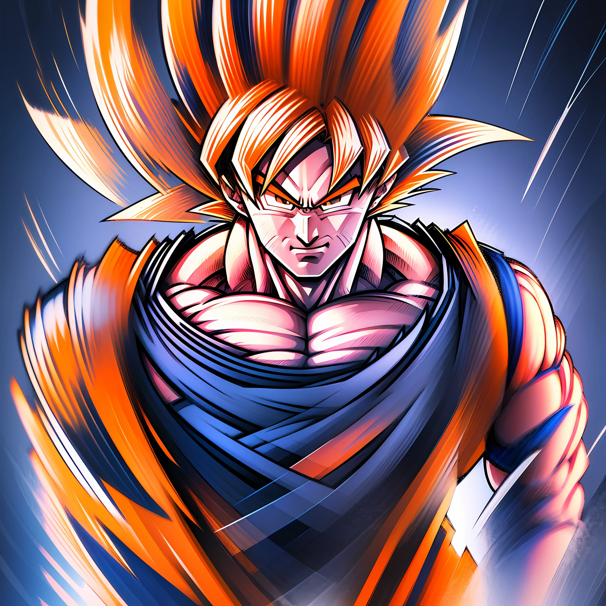 Prompt1 (Japanese): "Beautifully detailed illustrations, Dragon Ball-style style, overwhelming portraits of Goku, Super Saiyan, vibrant fan art, Dragon Ball Z style, highest resolution illustrations, state-of-the-art wireless communication technology, offering the highest quality, ultra-fast speeds, and speeds of over 1Gbps, Beautiful artwork, powerful arms, detailed portraits of Goku, giant dragon, Goku, powerful angles, subjective perspective, wonderful facial expressions that convey emotions, delicate and clear line drawings, beautiful colors, highest image quality, must-see illustrations for fans, gorgeous colors, emotional movements, emotional light expressions, light from behind, illustrations that expand the legendary world view of Dragon Ball" ( Translation: "A beautifully detailed Dragon Ball-esque illustration of Goku offering top quality, lightning-fast speeds and speeds of over 1Gbps")