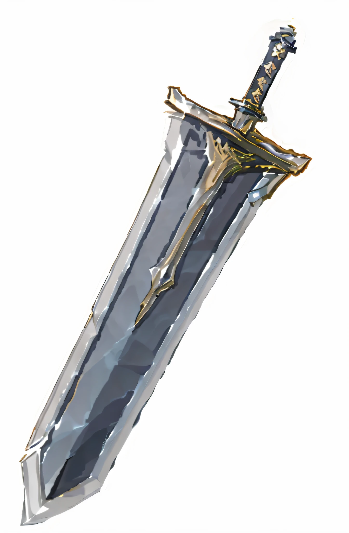 a cartoon sword with a gold handle and a black blade, large sword, sword design, armored sword blade, huge sword, fantasy sword, big sword, fantasy sword of warrior, greatsword, beautiful sword, sword, shinning sword, rpg game item, steel sword, war blade weapon, huge oversized sword, fantasy rpg weapon art, long sword, silver sword