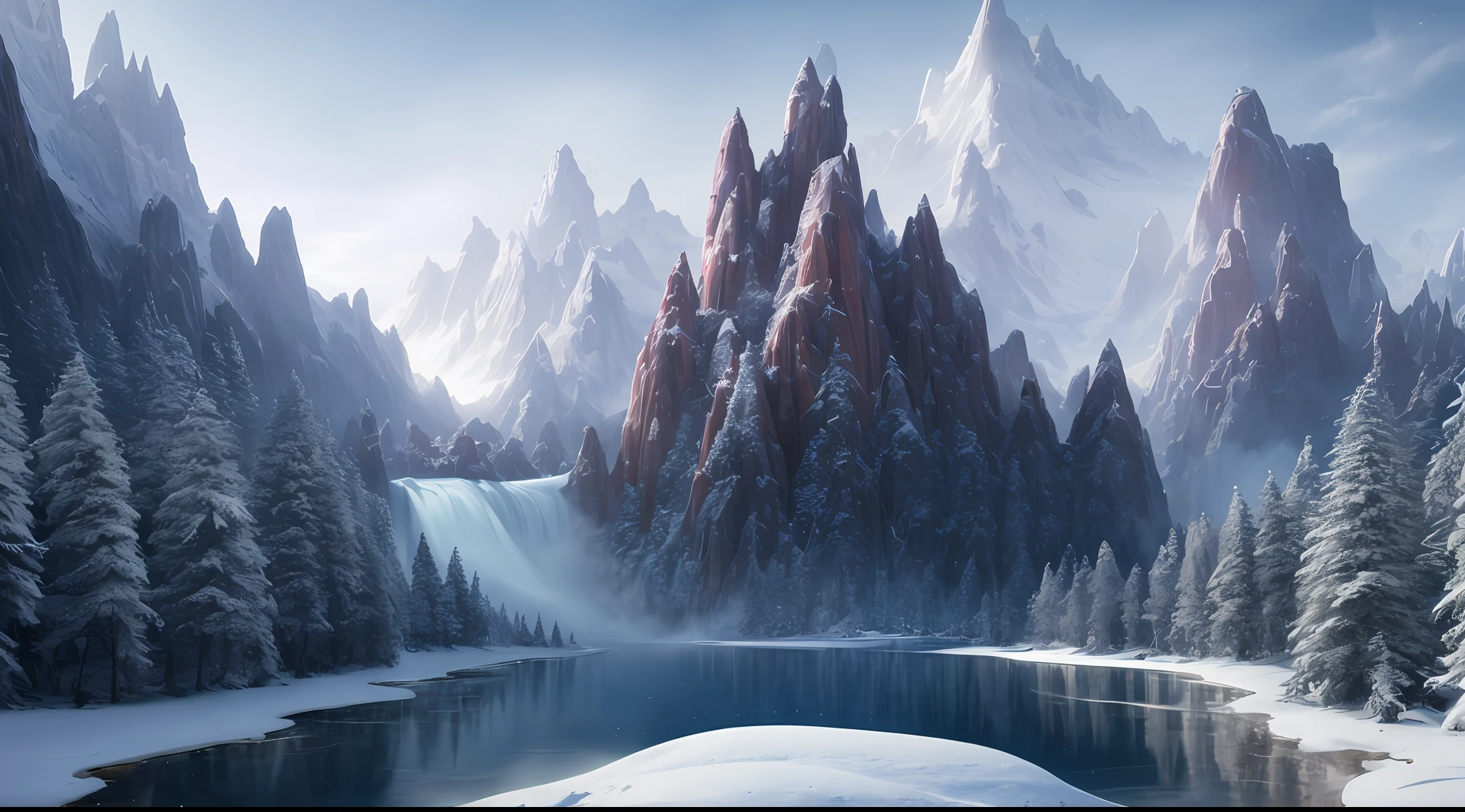 Masterpiece, Best Quality, High Quality, Highly Detailed CG Unity 8k Wallpaper, Halla Mountain, Snow, Winter, Outdoor, Sky, Day, Landscape, Water, Trees, Blue Sky, Waterfall, Nature, Lake, River, Cloudy Sky, Award Winning Photo, Bokeh, Depth of Field, HDR, Bloom, Chromatic Aberration, Photorealism, Very Detailed, Trending at Artstation, Trend at CGsociety, Complex, High Detail, Dramatic, Art of Medium Travel