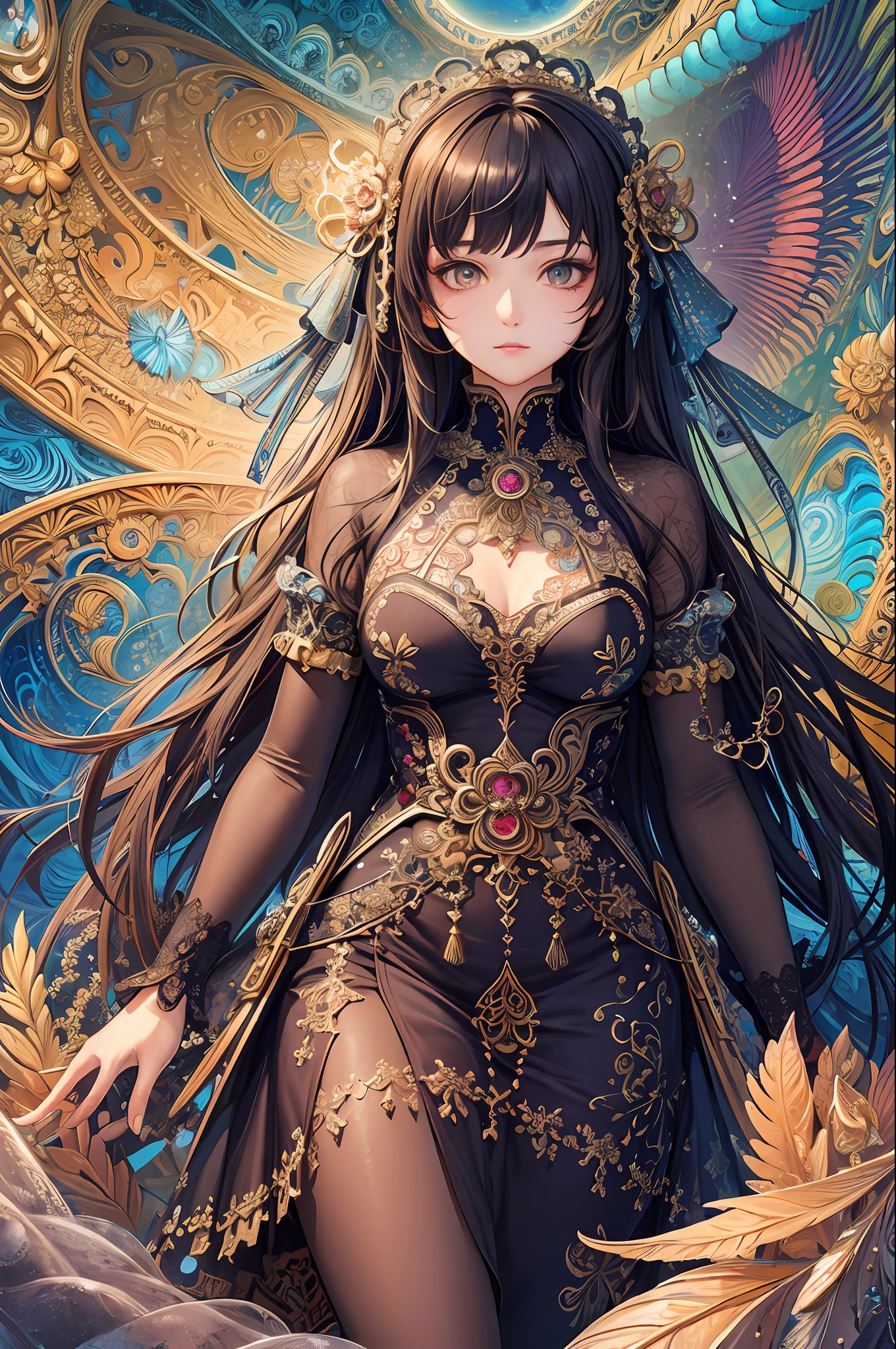(masterpiece, top quality, best quality, official art, beautiful and aesthetic:1.2), (1girl), extreme detailed,(fractal art:1.3),colorful,highest detailed