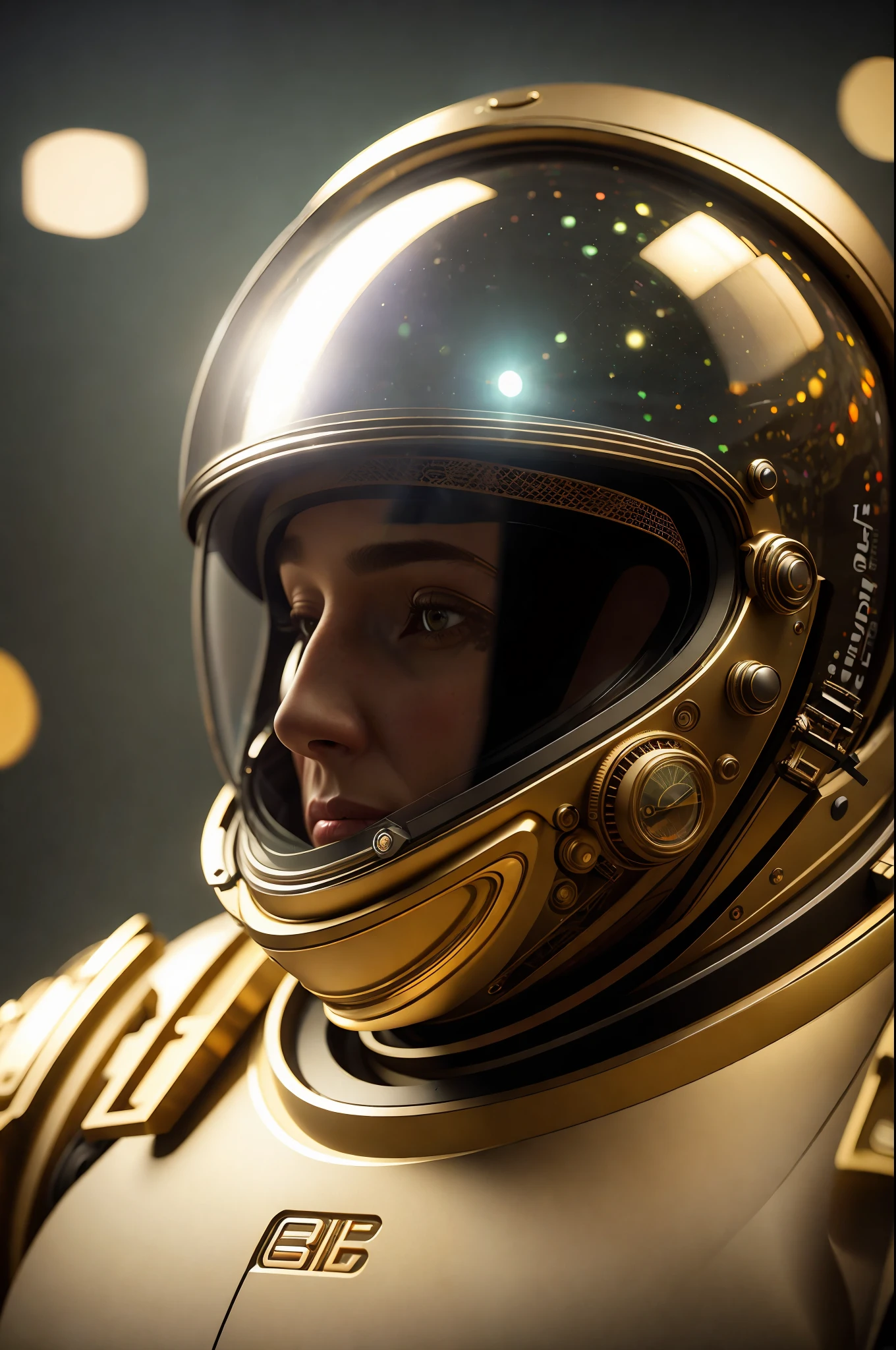 (highly detailed:1.2), (cinematic:1.4), (bokeh:1.4), 8K resolution, photograph of a space helmet, floating in the emptiness of space, reflective visor, intricate design, every small detail captured in stunning clarity, surrounded by out-of-focus stars, with a beautiful bokeh effect in the background., high quality photography, 3 point lighting, flash with softbox, 4k, Canon EOS R3, hdr, smooth, sharp focus, high resolution, award winning photo, 80mm, f2.8, bokeh, Wide angle, vibrant, photorealistic, realistic, dramatic, dark, sharp focus, 8k, highly detailed, CG render, octane, bokeh, 4k, 8k, 8mm, unreal engine 3d, Photorealistic, Hyperrealistic, Hyperdetailed, analog style, hip cocked, demure, low cut, black lace, detailed skin, matte skin, soft lighting, subsurface scattering, realistic, heavy shadow, masterpiece, best quality, ultra realistic, 8k, golden ratio, Intricate, High Detail, film photography, soft focus