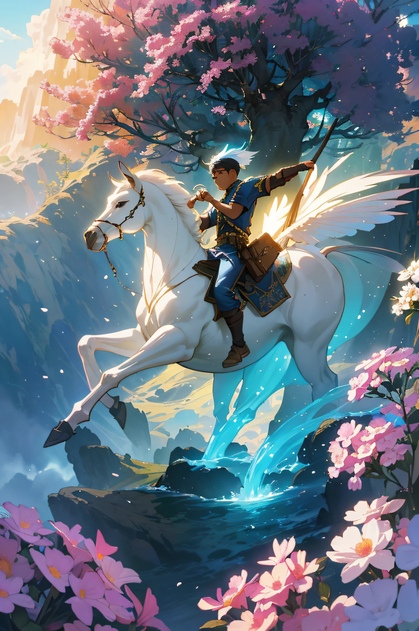 A 5 year old little boy in the flowers, atmospheric distance sense, full body picture, epic fantasy digital art style, epic fantasy art style HD, epic fantasy art style, detailed fantasy digital art, epic fantasy style art, epic beautiful character art, 4K fantasy art, 2. 5 D CGI anime fantasy artwork with boy wearing a flower on his head, photo of the most beautiful artwork in the world with a soft sheen, ((epic heroic fantasy, great location, majestic environment), full body 8k uniform rendering, action shot, skin pores, heavy shadows, detailed, detailed face, (vibrant, photo realistic, realistic, sharp focus, 8k), (Complex: 1.4), (High Detail: 1.4), Digital Painting ArtStation, Concept Art, Smooth, Sharp Focus, Illustration, Artgerm Art, (LOISH: 0.23), WLOP Ilya Kuvshinov, and Greg Rutkowski and Alphonse Mucha Gracias, (Global Illumination, Studio Light, volumetric light), particle floating,