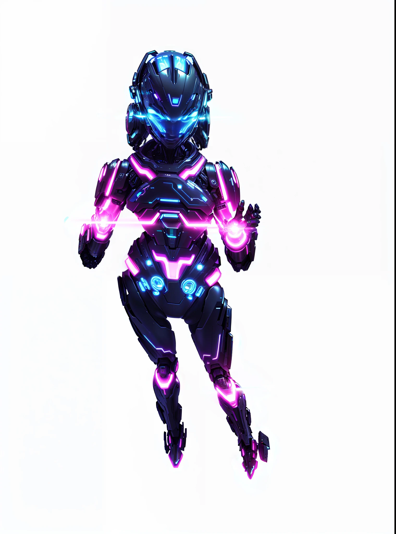 a close up of a person in a futuristic suit with a light up head, laserpunk fullbodysuit, glowing neon skin, cybernetic glowing, neon armor, neon edges on bottom of body, cyber universe style, cyber suit, cybernetic body, with glowing runes on the body, sharp silver armor fuchsia skin, goth cybersuit