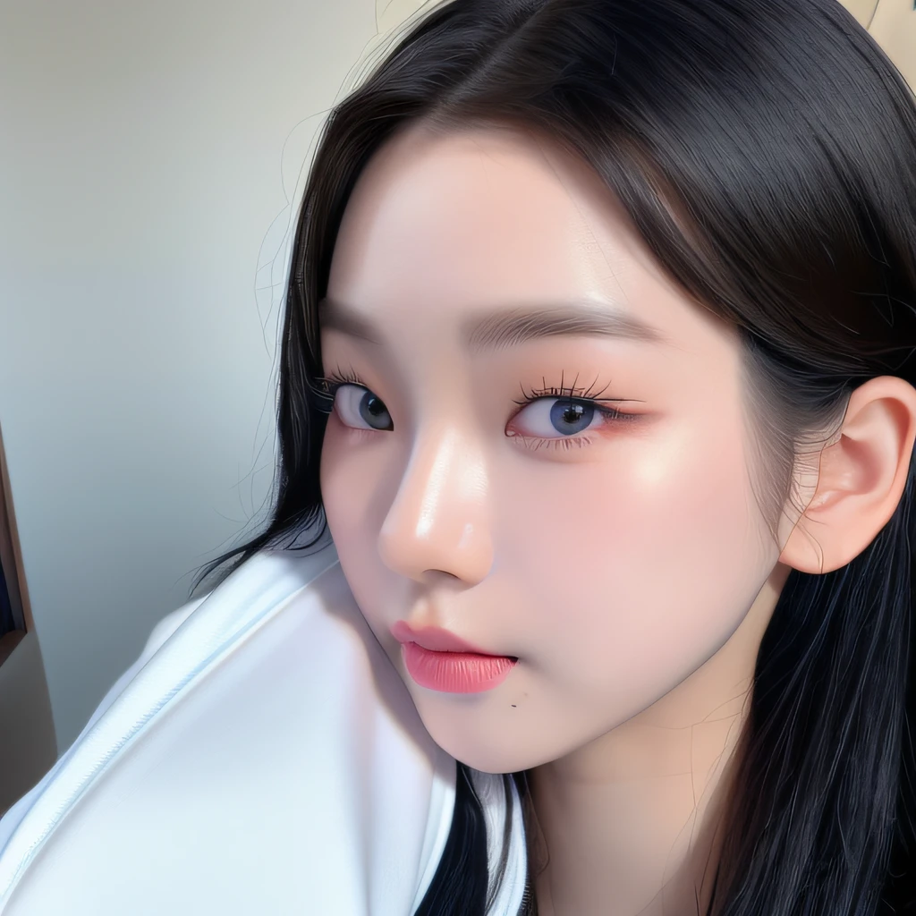 (4k, best quality, highres, ultra high res:1.1), (masterpiece, realistic, photo-realistic:1.1), 1girl, (looking at viewer:2), high contrast, face, close-up, 1girl, korean girl, black hair, cute eyes