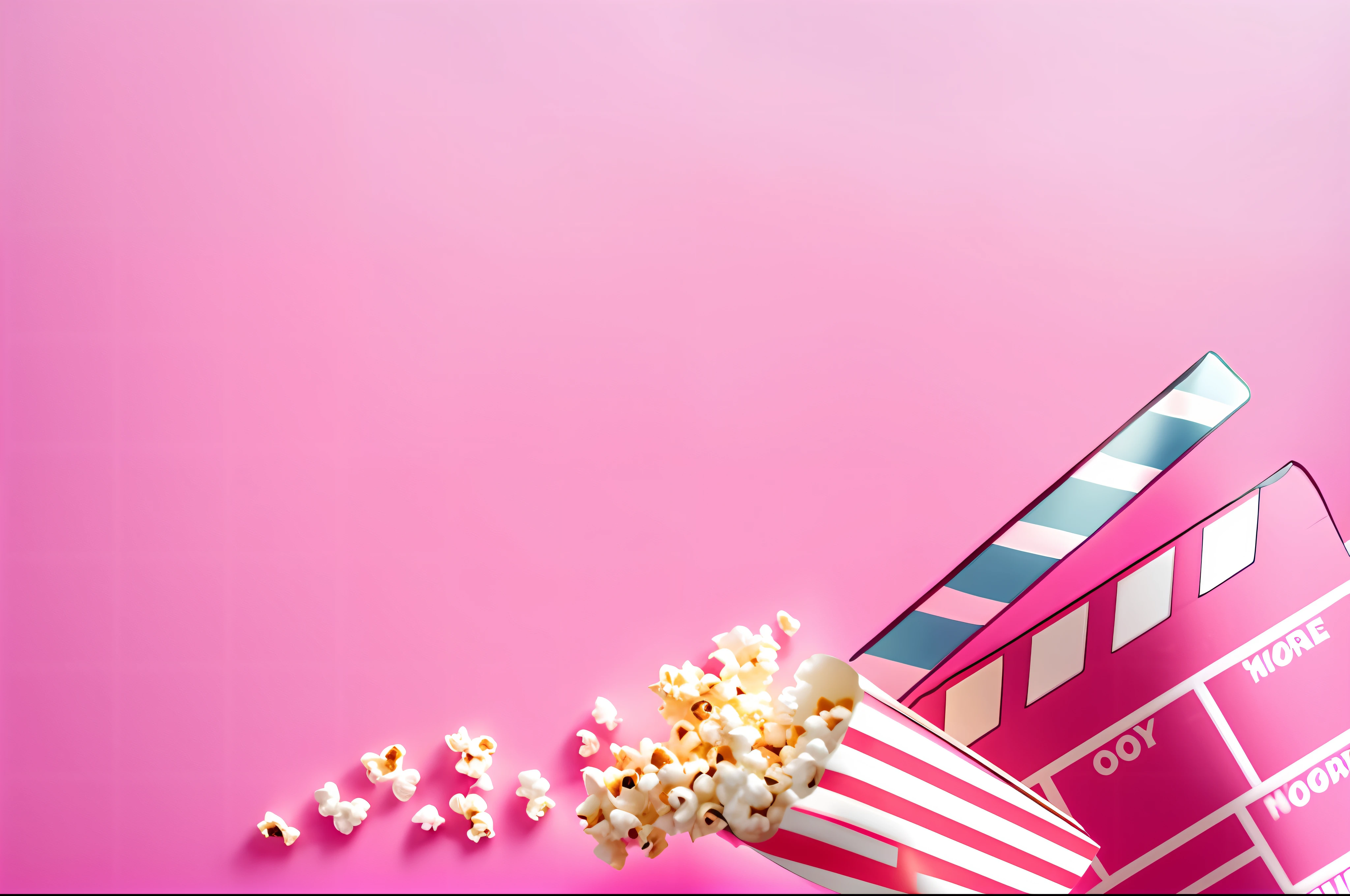 a close up of a movie clap and popcorn on a pink background, cinema, movie promotional image, movie still 8 k, movie concept, movies, movie, movie poster with no text, movie inspired, movie composition, film key art, movie promo, the movie, movie clip, cinematic movie, movie picture, movie star, movie texture, movie grain, cinematic movie image