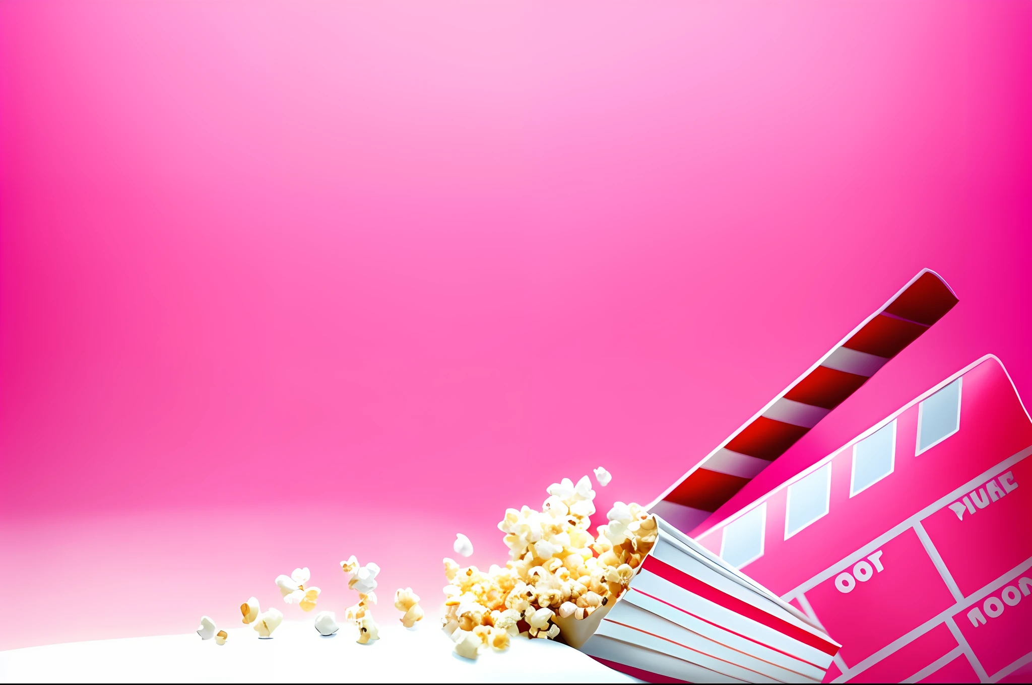 a close up of a movie clap and popcorn on a pink background, cinema, movie promotional image, movie still 8 k, movie concept, movies, movie, movie poster with no text, movie inspired, movie composition, film key art, movie promo, the movie, movie clip, cinematic movie, movie picture, movie star, movie texture, movie grain, cinematic movie image