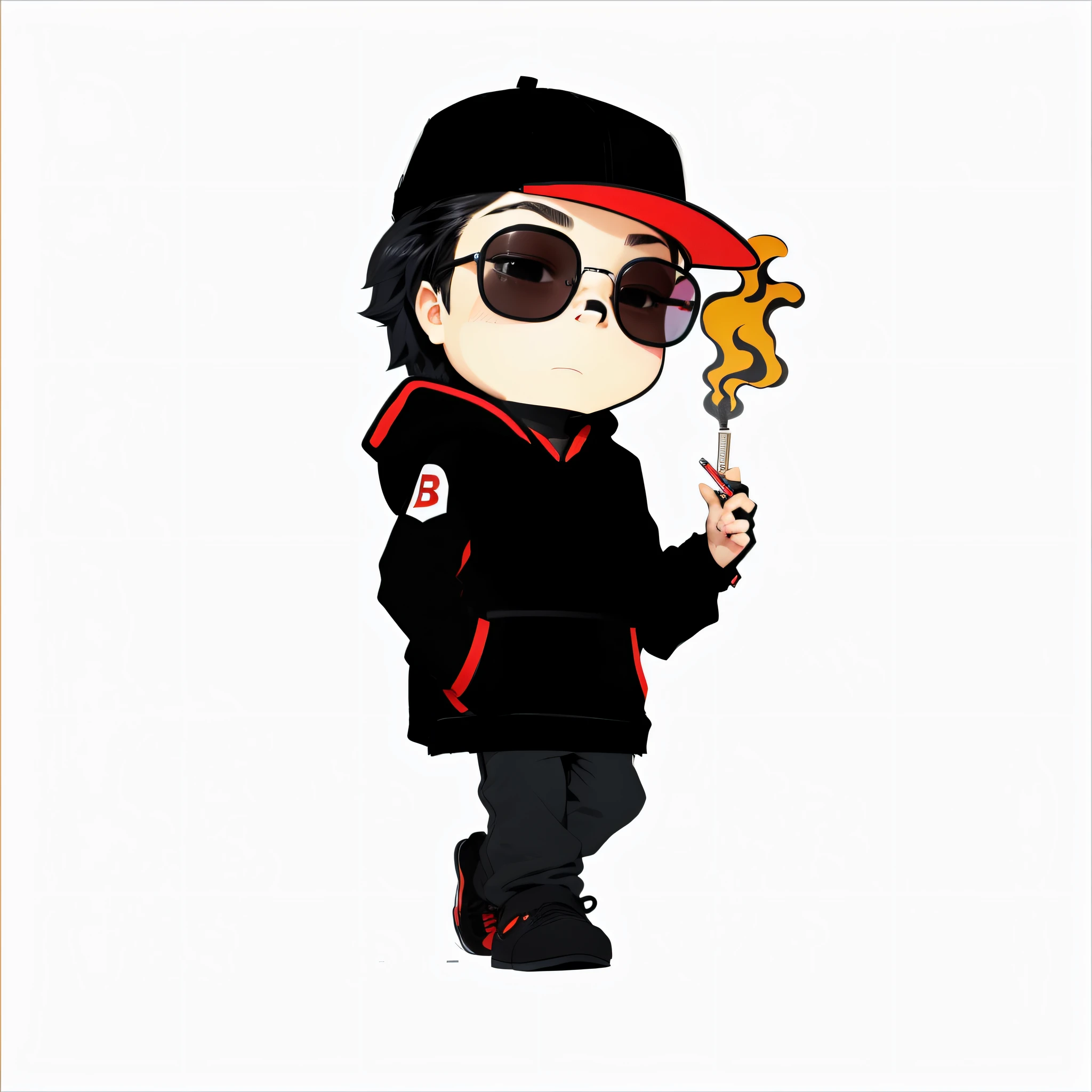 Punk ??? cap, red 8 sneakers, cigarettes, glasses, black hair --auto --s2