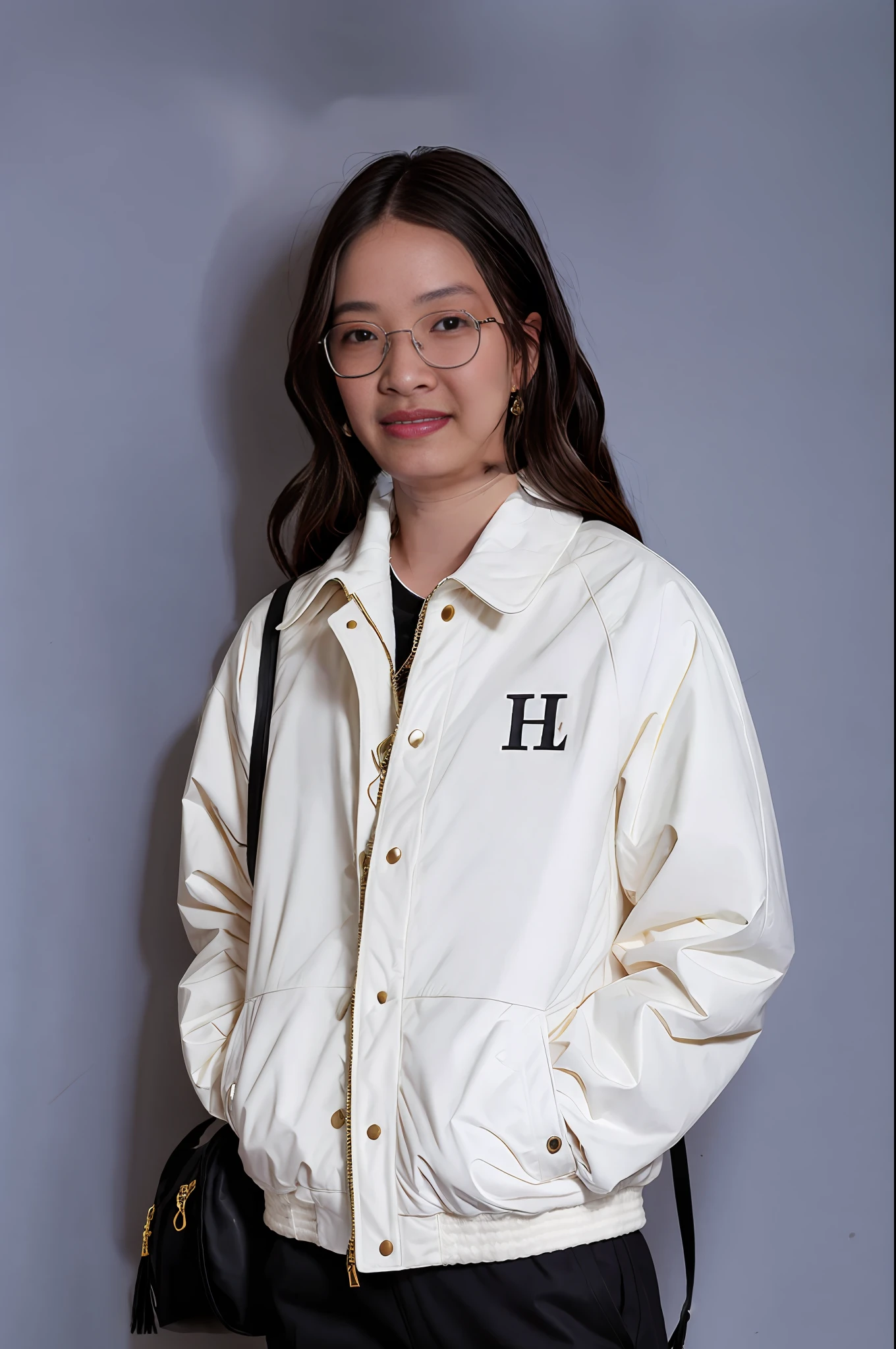 Trendy English letter jacket with long hair