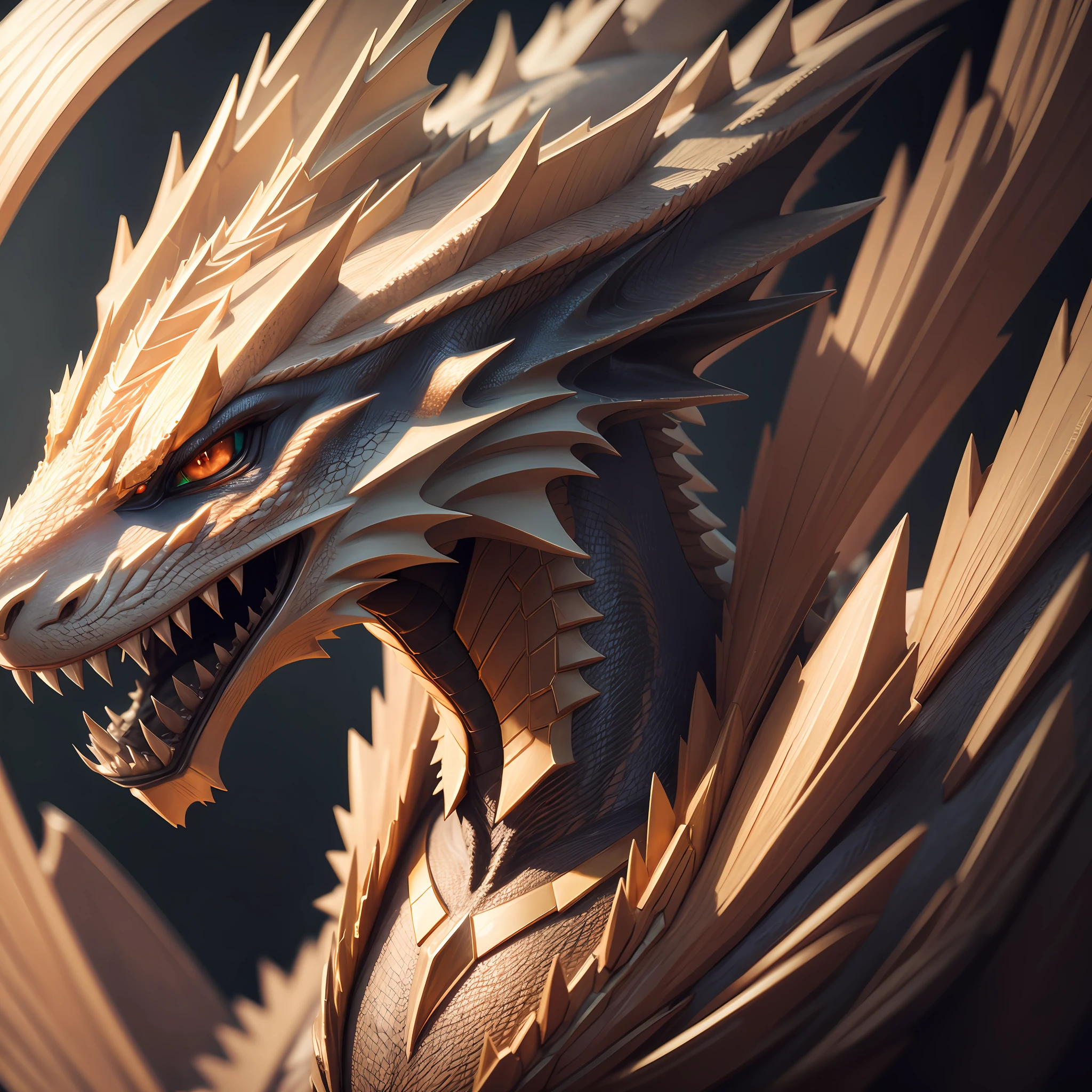 Quartz dragon, portrait, cinematic focus, 8k quality, ultra detailed --auto --s2
