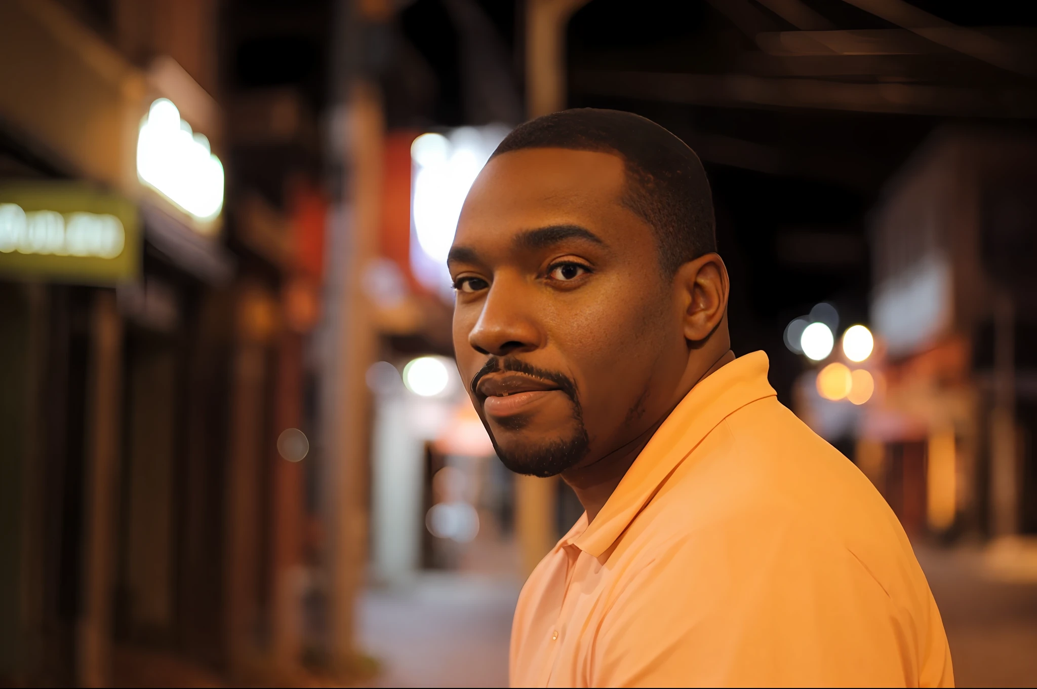 there is a man standing on the street at night looking at the camera, jamal campbell, by Charles Ellison, set at night, alphonse muca, by William Berra, by Robert Lee Eskridge, rodney matthew, promo shot, mid shot portrait, david uzochukwu, headshot photo, night setting, taken in the early 2020s