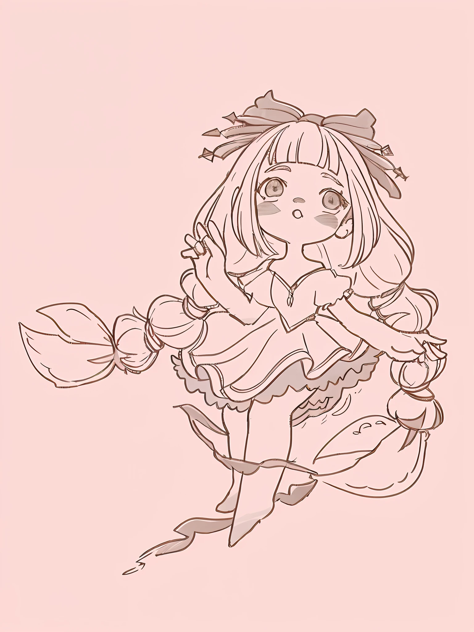 drawing of a girl with a broom and a hat, small curvy loli, small loli girl, lineart, simple lineart, clean lineart, loli in dress, line sketch!!, style of magical girl, portrait of magical girl, sketchy artstyle, soft anime illustration, flat anime style shading, loli, line sketch, thick lineart