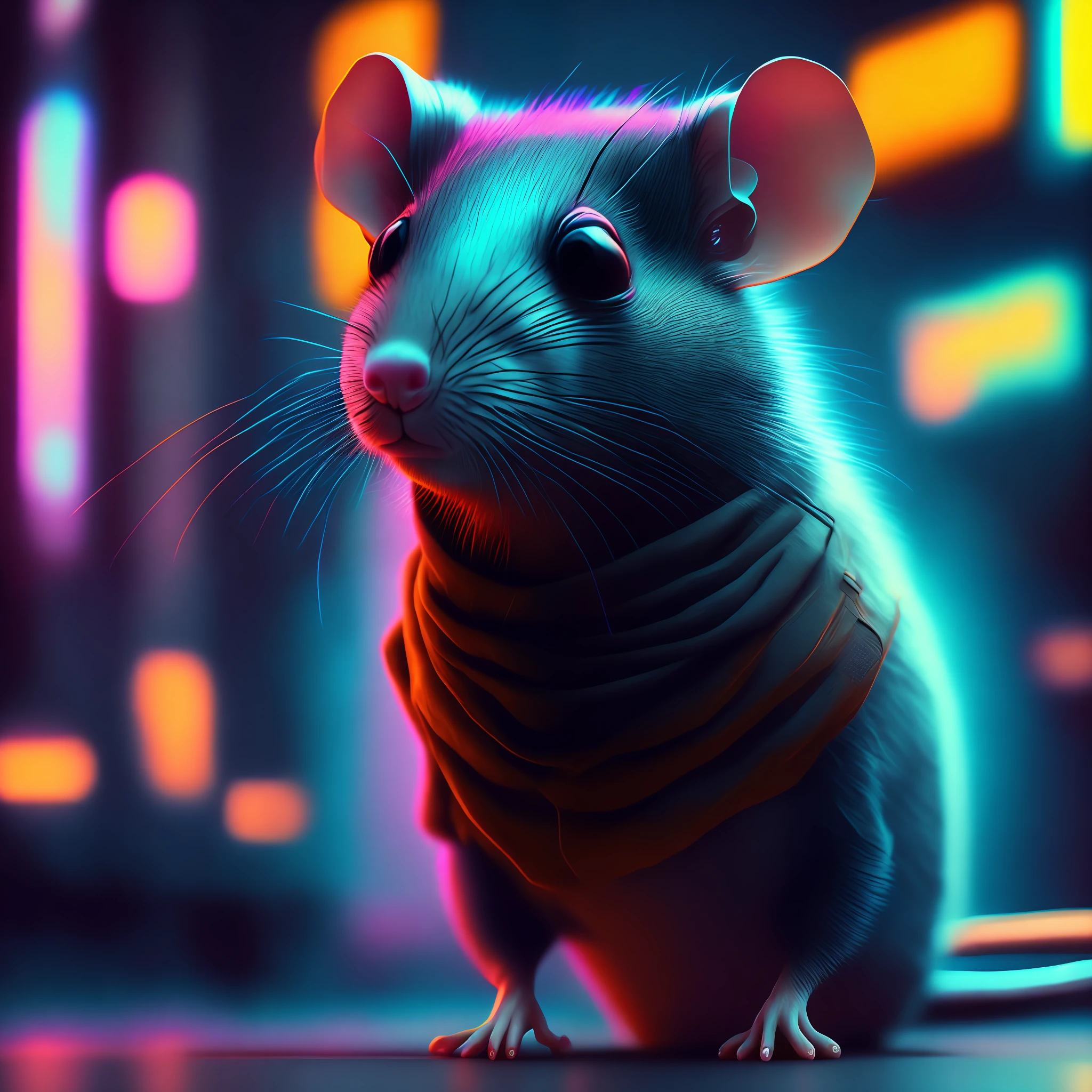 Rat, cyberpunk, 8k.