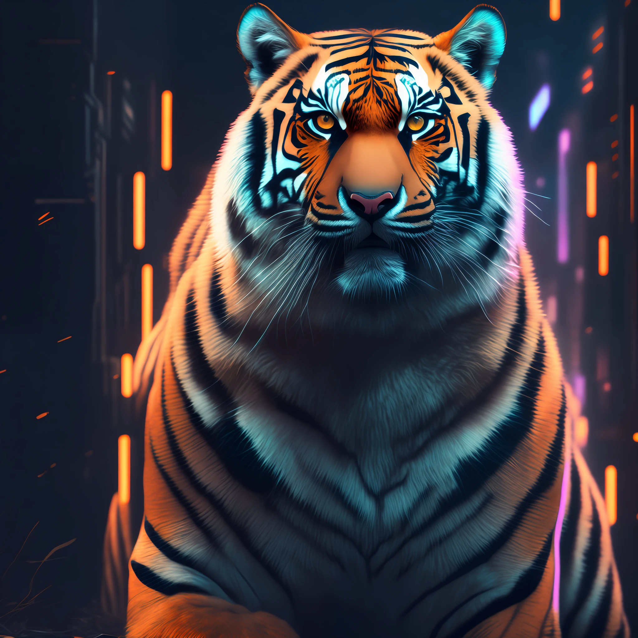 Tiger, Cyberpunk, 8K.