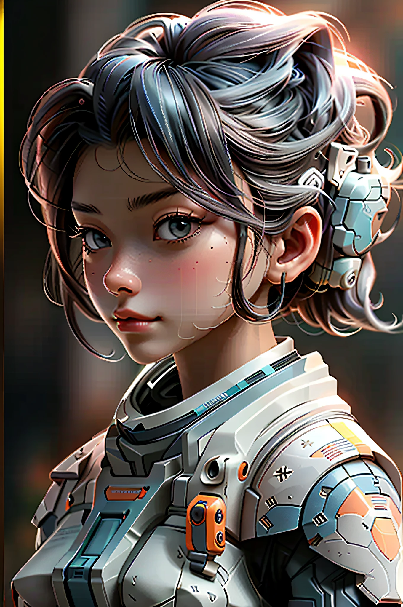 GeminiArmor, Masterpiece, Best Quality, Focus on ,,, Men, Eyes Leaking Out, Facing Viewer, Realistic Hyper Detail Rendering Style, Orange, Blue, Chinese, Clean Background, Brush, Ultra Realistic Oil, Head Closeup, Ultra Close Up, Exaggerated Perspective, Contour Shadow, Mother-of-Pearl Rainbow, Holographic White, Realistic