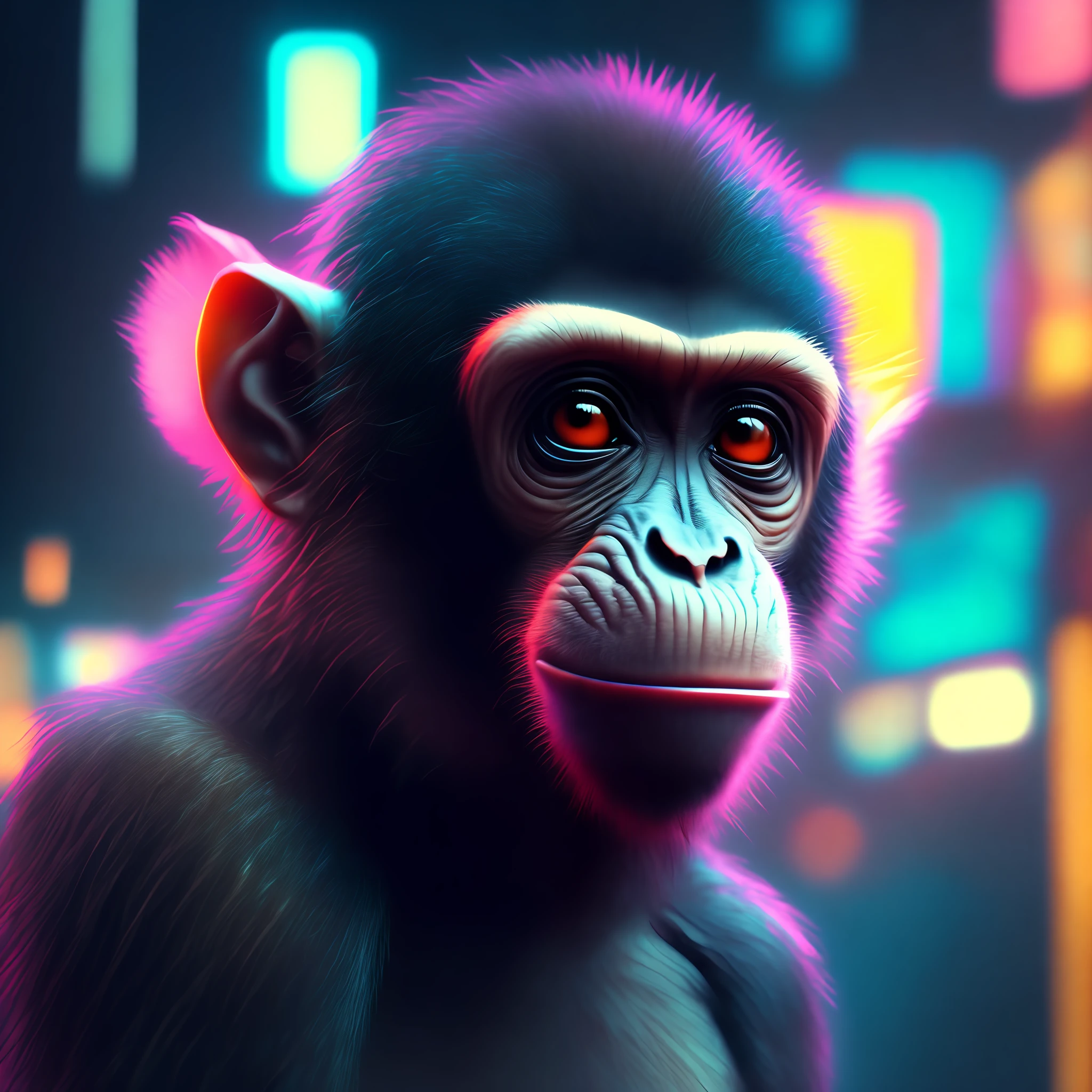 Monkey, Cyberpunk, 8k.