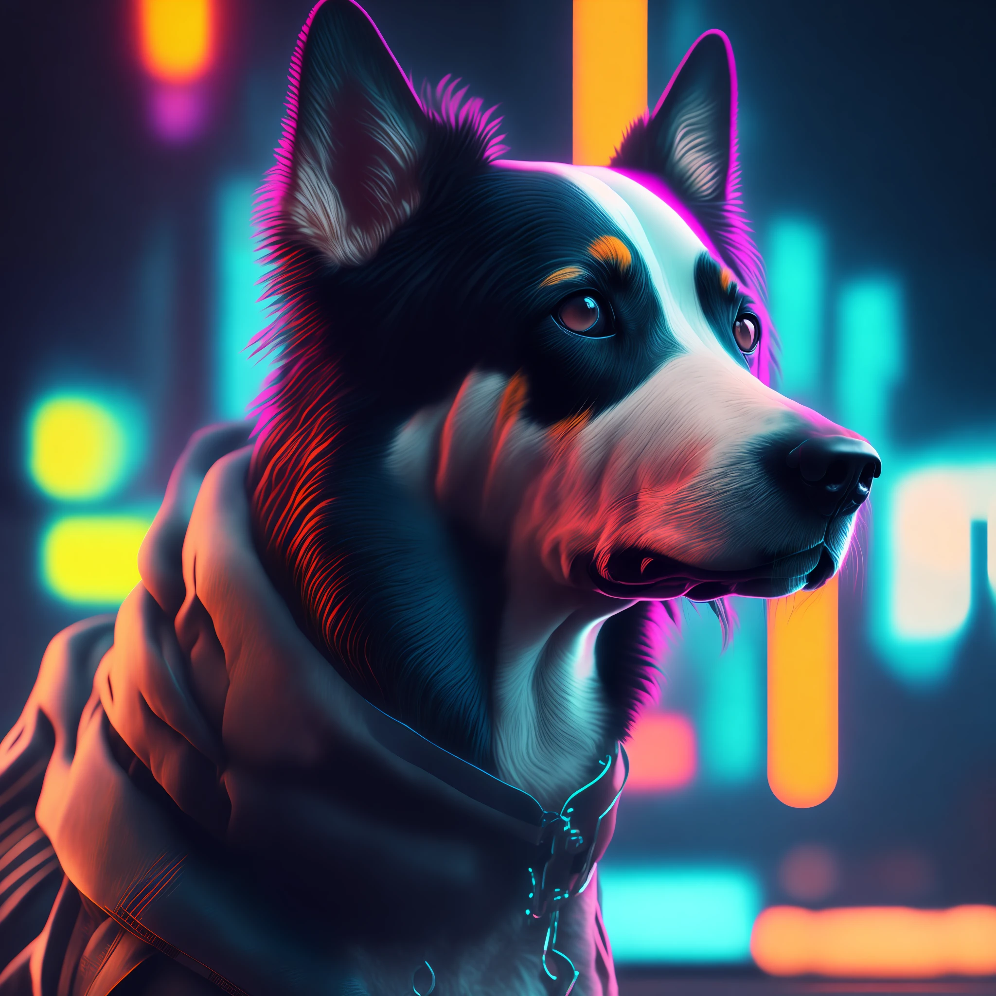 Dog, Cyberpunk, 8K.