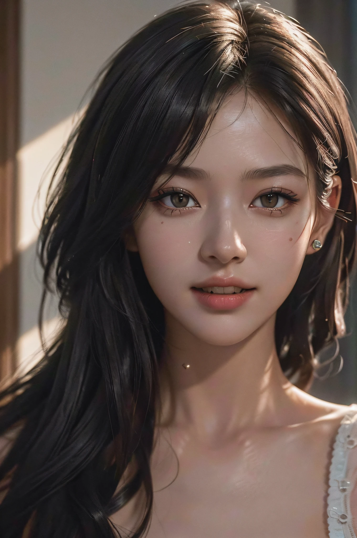 (masterpiece, best quality, beautiful quality, photorealistic, looking at viewer, detailed lighting, extremely detailed skin, extremely detailed hair, extremely detailed teeth, shadows, 8k:1.2), (a picture of a woman, 1girl:1.2),