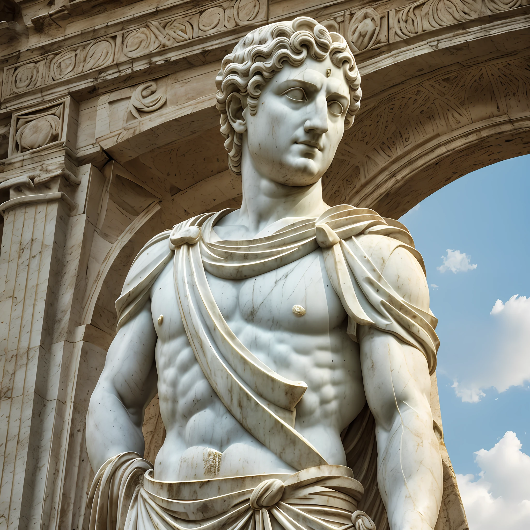Portrait, realism, photorealism, ancient Roman emperor, as a white marble statue --auto --s2