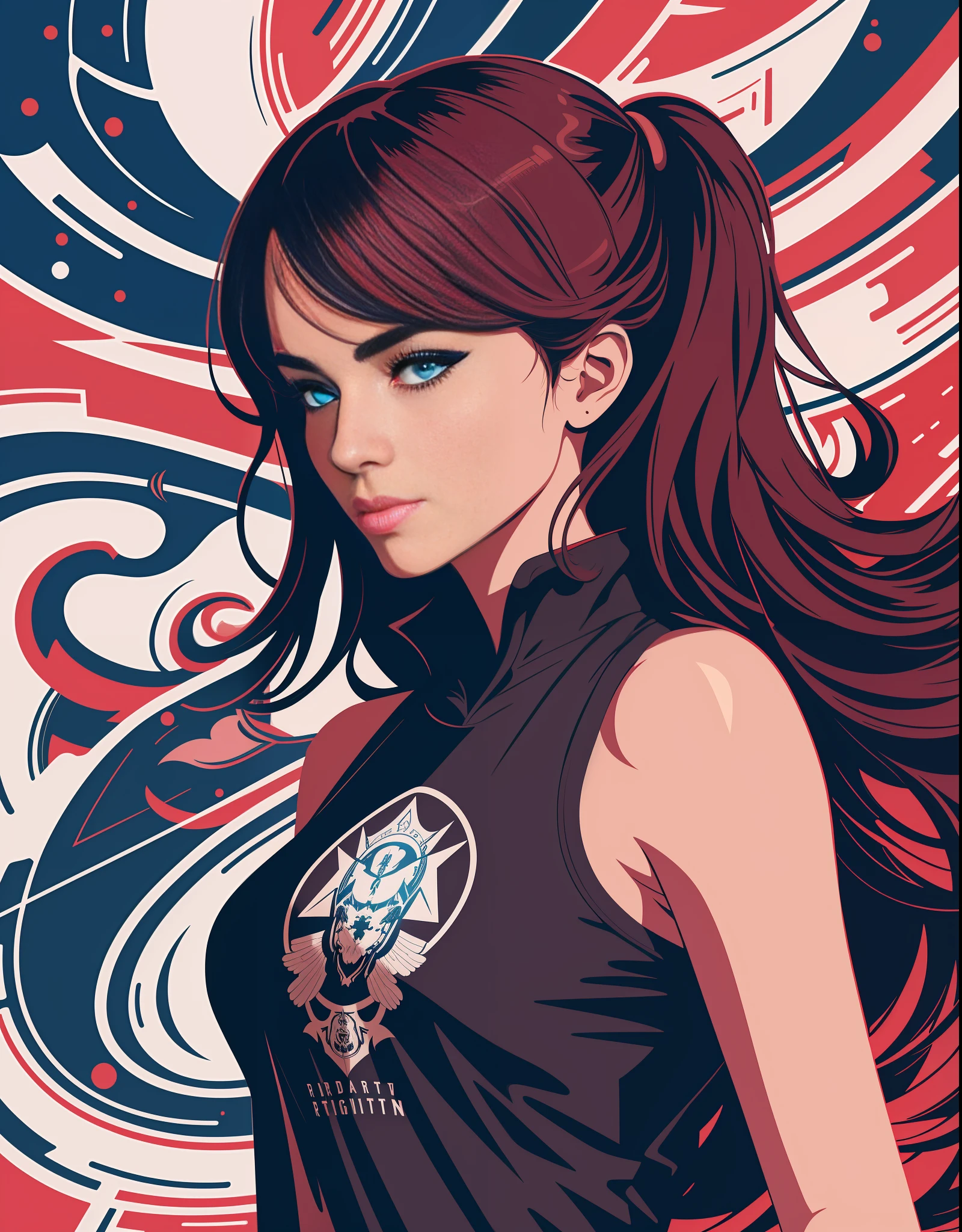 [Woman in underwear, big] heraldic silhouette, logo masking style illustration, Dan Mumford, Greg Rutkowski, James Jean, white background, fantasy art, mysterious, realistic, majestic, rich vivid colors, high contrast, seamless water brand, art station, deviant art, dribbling, red bubble, Tee public, sharp focus, simple, hyper detail, detailed drawing, vectorization, outline, isometric style, 8k.