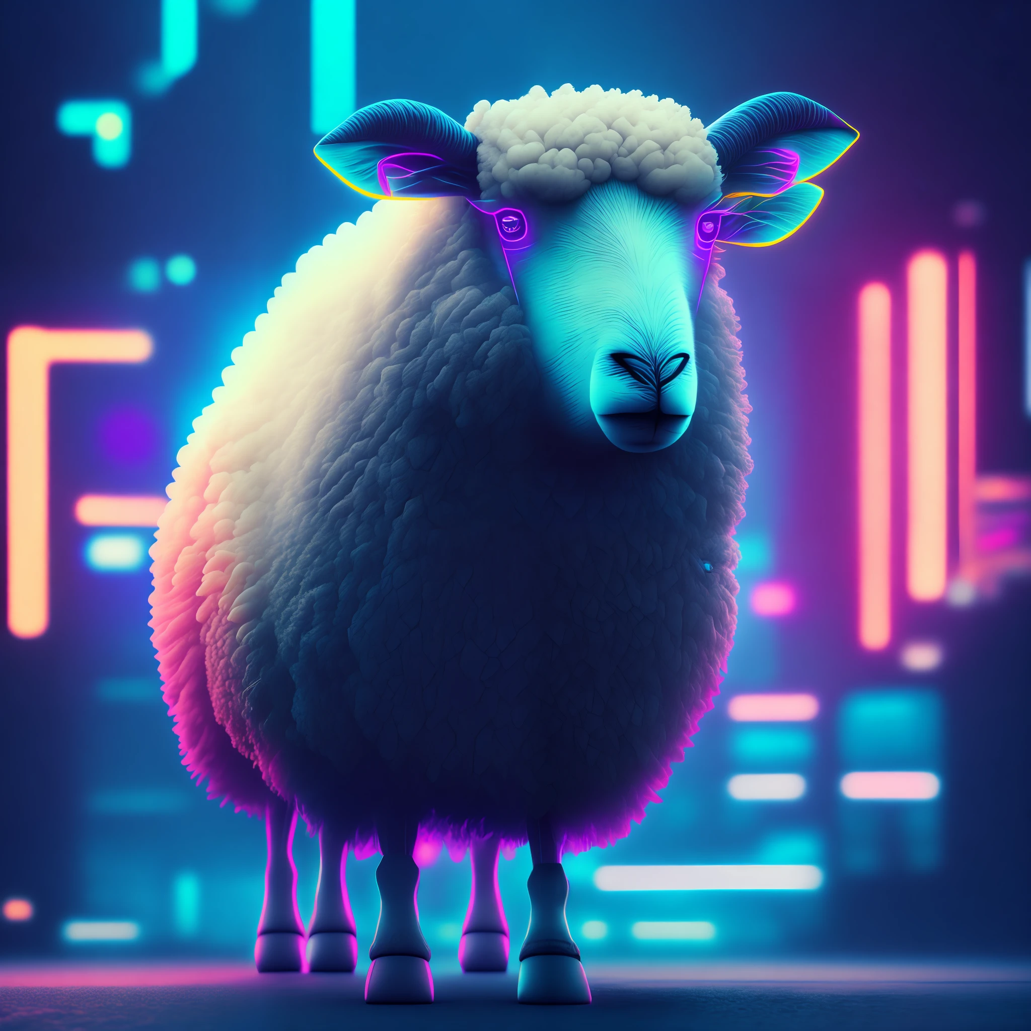 Sheep, Cyberpunk, 8k.