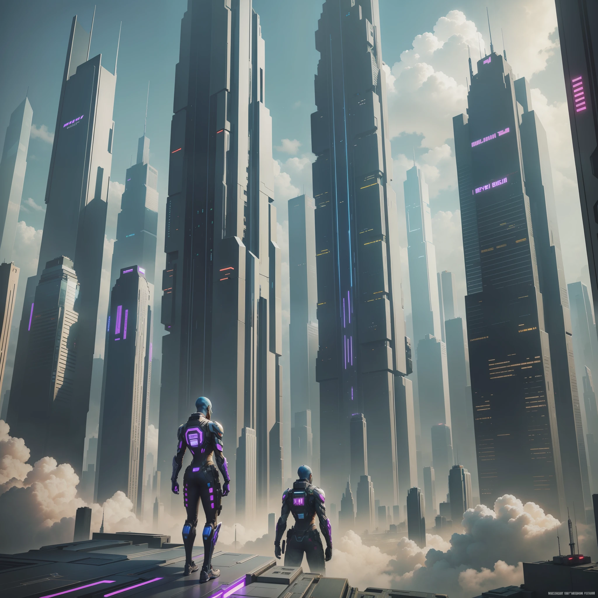 Cyberpunk Skyscrapers Futuristic World Sci-Fi Top Quality Masterpiece