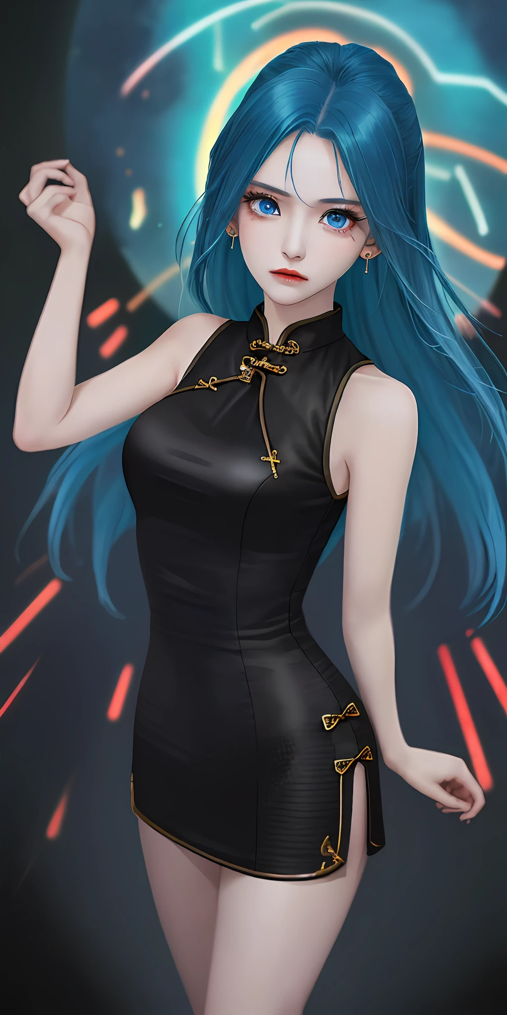 (((1 girl, sexy, cheongsam, full_body, bobo head, side-parted hair, blue eyes))), dynamic pose, in comic book style, depicts a group of characters in various action scenes, from intense battles to relaxing moments, with dramatic speed lines and bold sound effects, capturing the excitement and energy of the story, mountains, starry sky, tall woods, masterpiece,, aqua eyes, cinematic lighting, depth of field, moving diagram, UHD, anatomically correct, super detail, textured skin, High detail, best quality, 4K