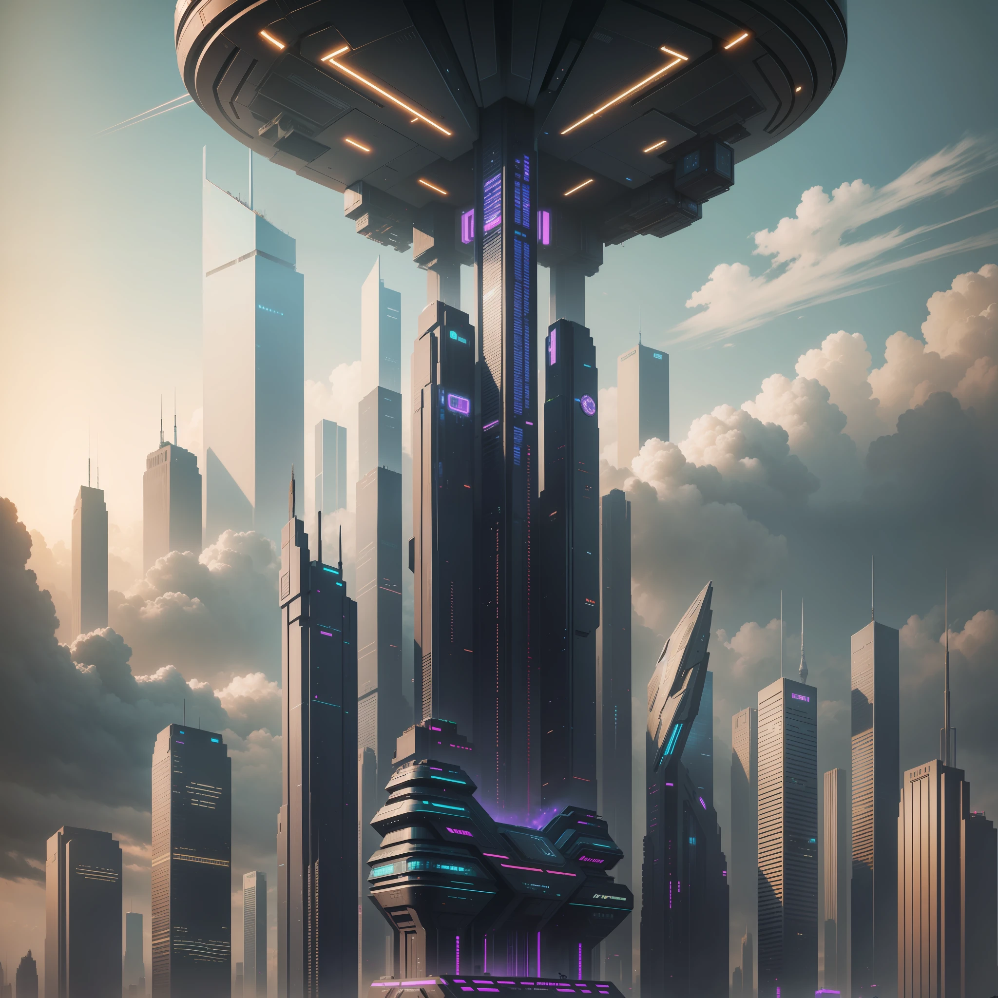 Cyberpunk Skyscrapers Futuristic World Sci-Fi Top Quality Masterpiece
