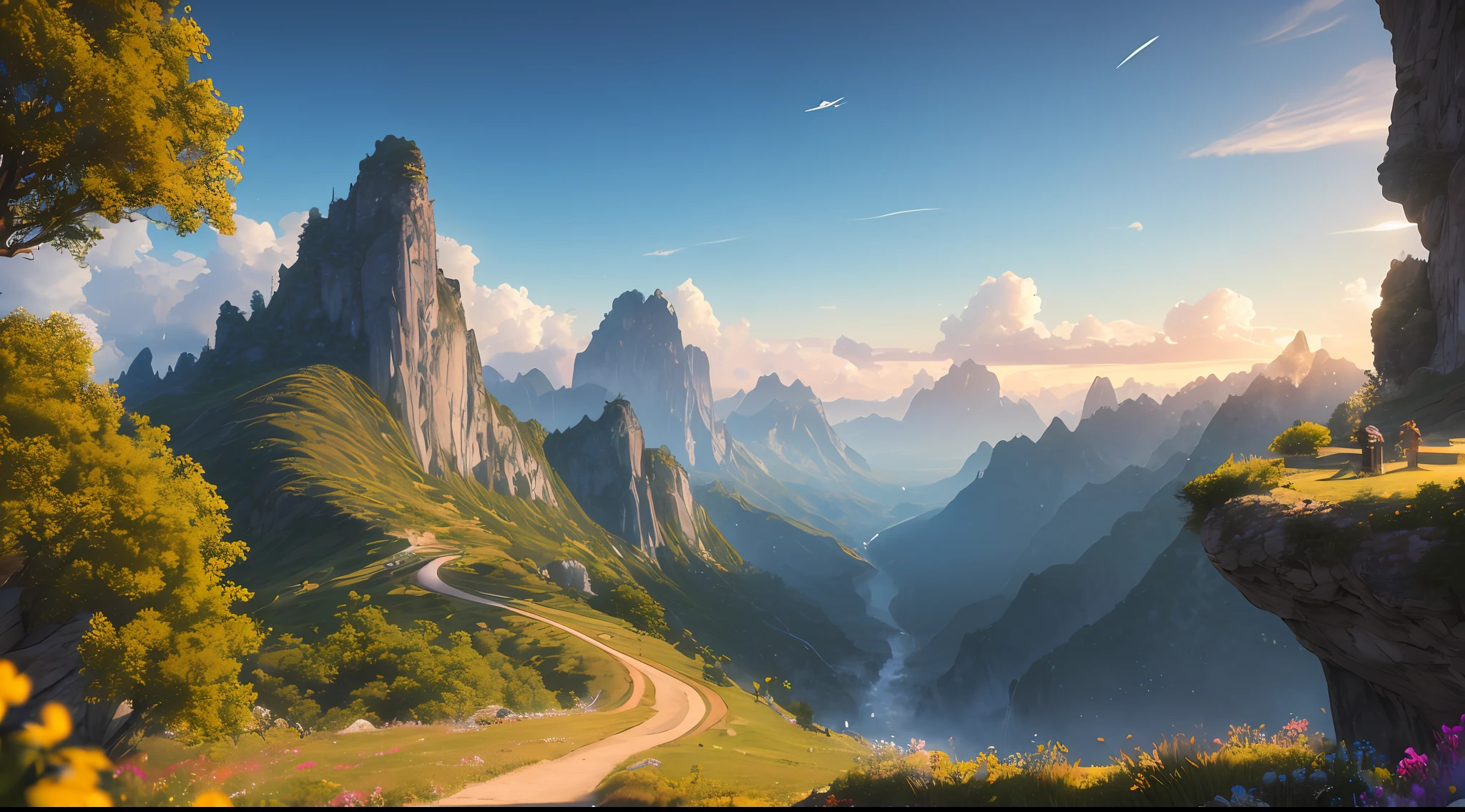 Masterpiece, Best Quality, High Quality, Highly Detailed CG Unity 8k Wallpaper, Sky, Landscape, Earth, Award Winning Photo, Bokeh, Depth of Field, HDR, Bloom, Chromatic Aberration, Photorealism, Very detailed, trending at artstation, trending at CGsociety, intricate, high detail, dramatic, art of mid-journey
