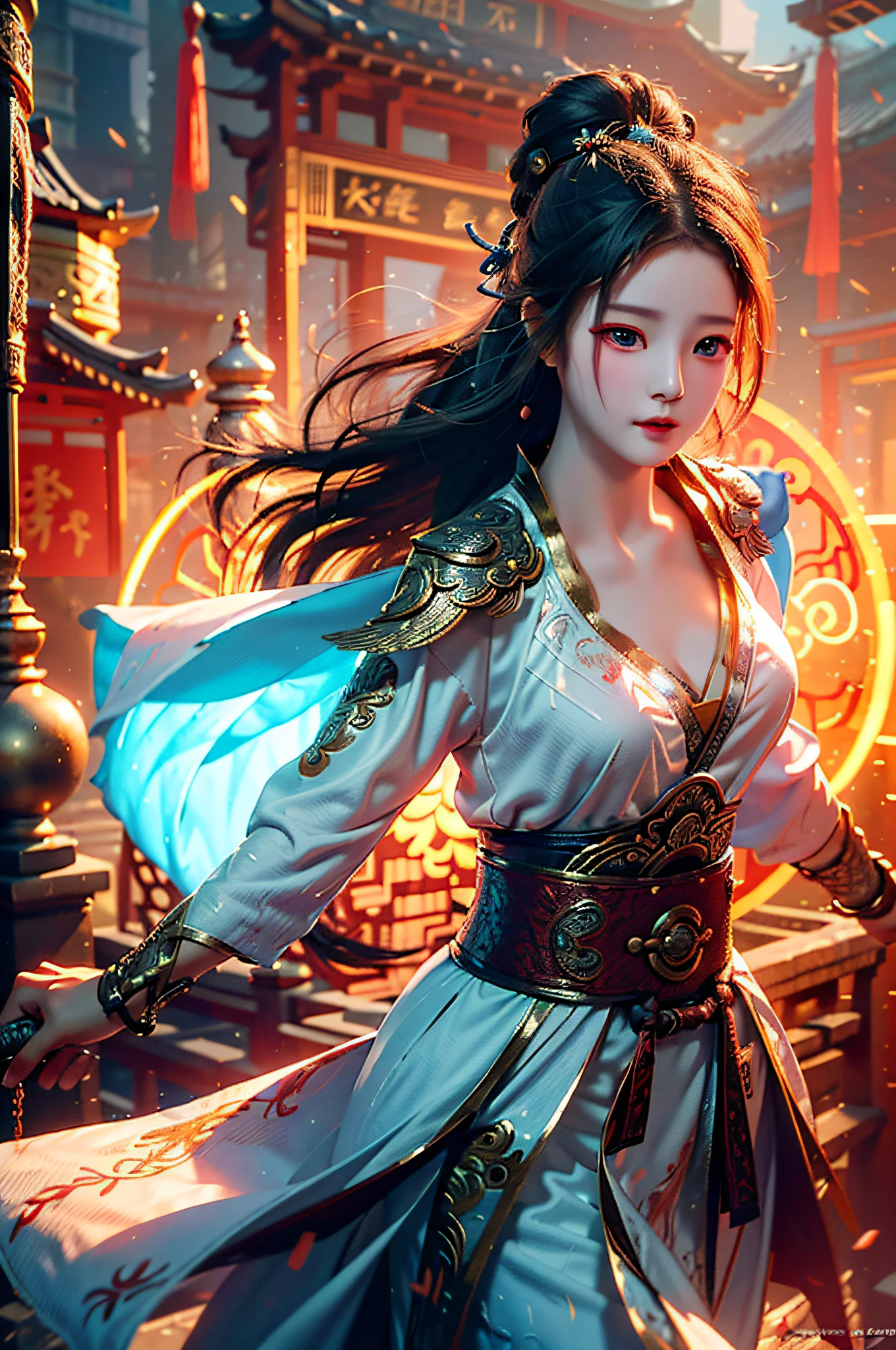 Popular on artstation, by Yang J, Palace, Girl in Hanfu, inspired by Du Qiong, CGSOCIETY and Fenghua Zhong, Beautiful Fantasy Queen, inspired by Lan Ying, Beautiful Figure Painting, Ruan Jia and Artgerm