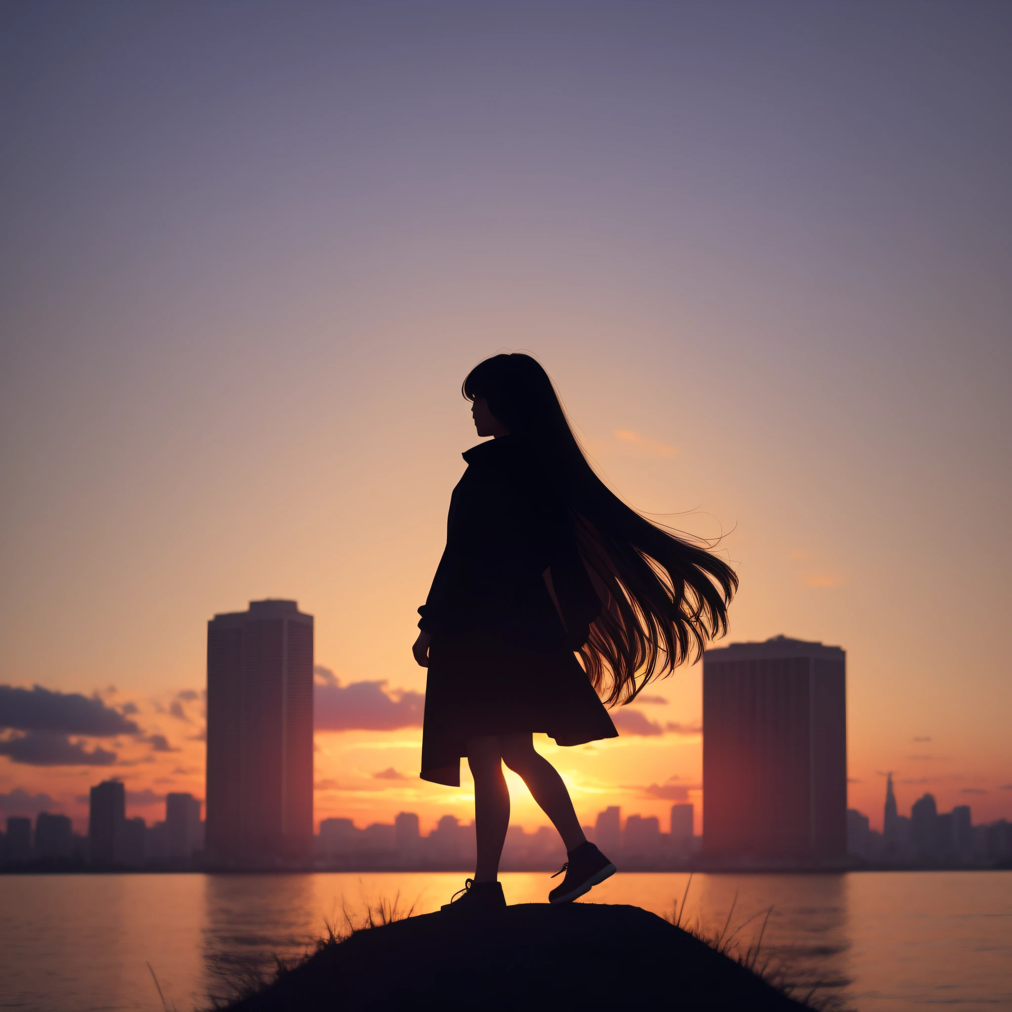 cute girl standing silhouette