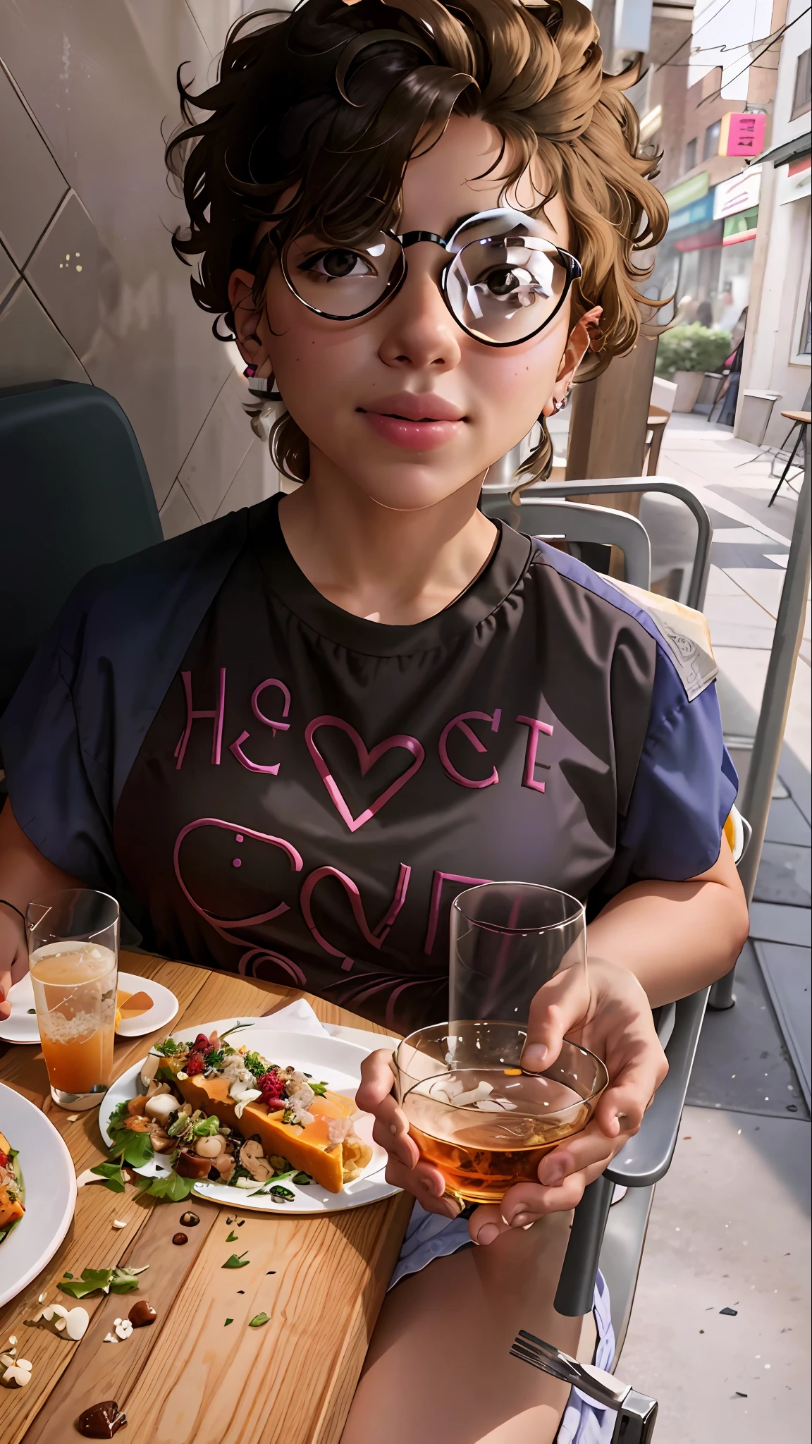 there is a woman sitting at a table with a plate of food, taken in the early 2020s, taken in the late 2010s, taken in the late 2000s, taken in 2 0 2 0, taken in the mid 2000s, loosely cropped, added detail, taken in 2022