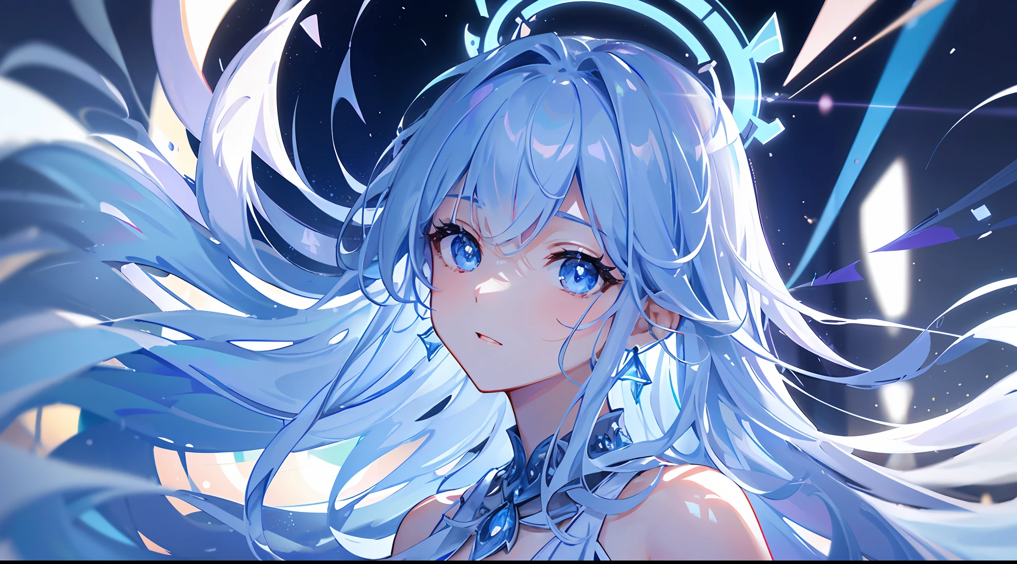 Masterpiece, Superb Illustration, Saxophone Blue, Platinum Earrings, Platinum Necklace, White Dress, 1girl, Cute, (Dynamic Light: 1.2), Cinematic Light, Delicate Facial Features, Detailed Eyes, Sharp Pupils, Realistic Pupils, Depth of Field, Background Bokeh, Clear Focus, (Ultra Detailed, Halo, Glow: 1.4), Many Small Gems, 8K, Masterpiece, Best Quality, Movie Stills, 1Girl, Floating in the Sky, Interlaced Clouds, Clouds, (Close-up: 1.1), bright, happy, funny, soft lighting, (Bauhaus, shapes, lines, abstraction: 1.1) official art, Unity 8k wallpaper, ultra detail, beautiful and beautiful, masterpiece, best quality, (dynamic angle: 1.4), romantic depth of field exotic_dance, PerfectNwsjMajic, (masterpiece, top quality, best quality, official art, Beauty and aesthetics: 1.2), extreme detail, colorful, highest detail,