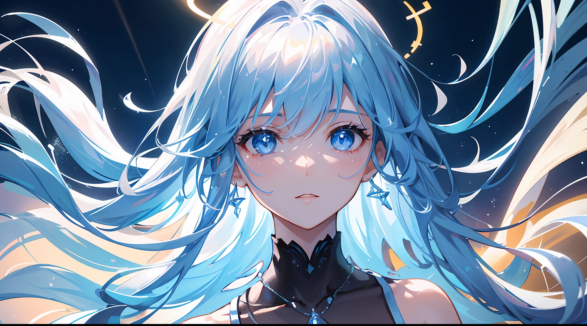 Masterpiece, Superb Illustration, Saxophone Blue, Platinum Earrings, Platinum Necklace, White Dress, 1girl, Cute, (Dynamic Light: 1.2), Cinematic Light, Delicate Facial Features, Detailed Eyes, Sharp Pupils, Realistic Pupils, Depth of Field, Background Bokeh, Clear Focus, (Ultra Detailed, Halo, Glow: 1.4), Many Small Gems, 8K, Masterpiece, Best Quality, Movie Stills, 1Girl, Floating in the Sky, Interlaced Clouds, Clouds, (Close-up: 1.1), bright, happy, funny, soft lighting, (Bauhaus, shapes, lines, abstraction: 1.1) official art, Unity 8k wallpaper, ultra detail, beautiful and beautiful, masterpiece, best quality, (dynamic angle: 1.4), romantic depth of field exotic_dance, PerfectNwsjMajic, (masterpiece, top quality, best quality, official art, beauty and aesthetics: 1.2), extreme detail, colorful, highest detail