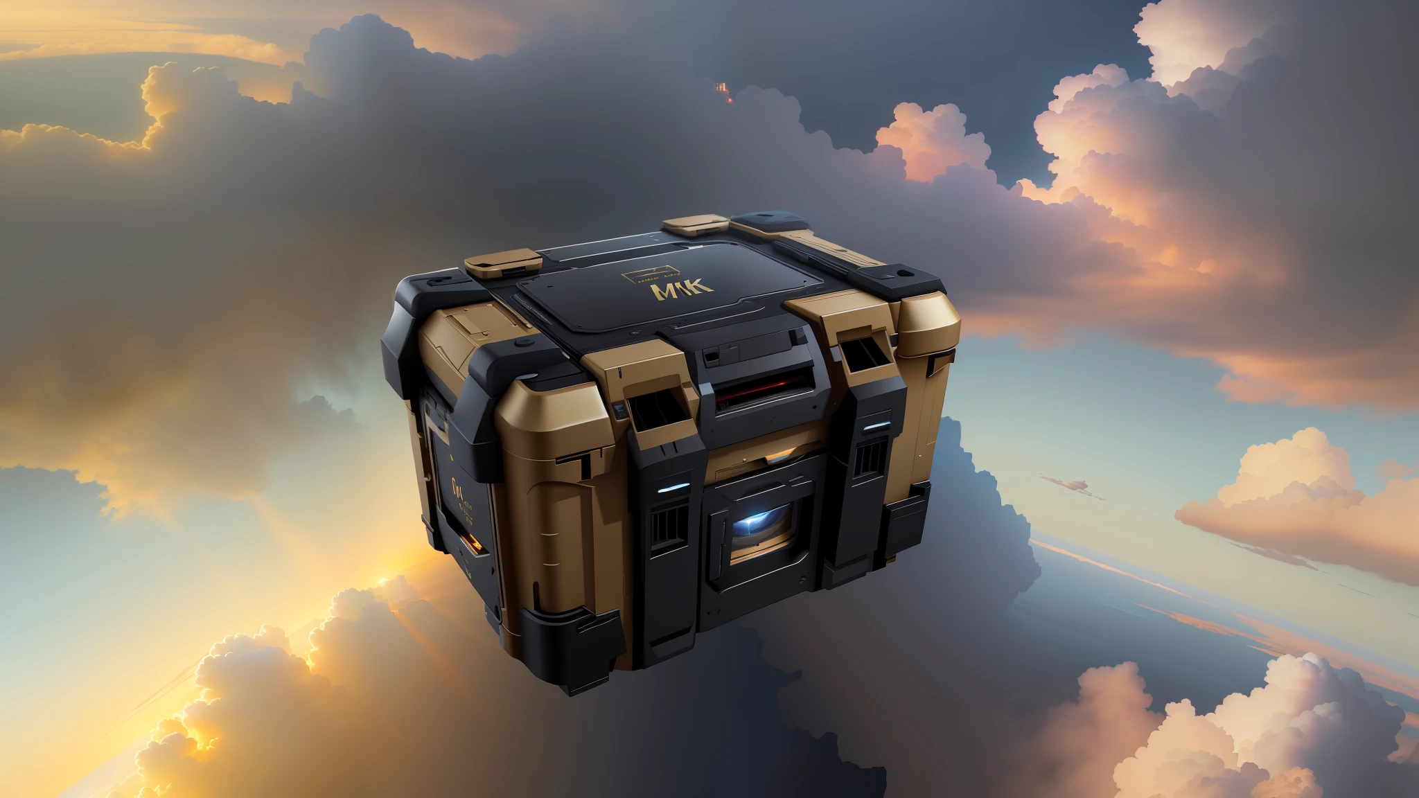 Masterpiece, best quality, (very detailed CG unified 8k wallpaper), technologically sensible box, militarized