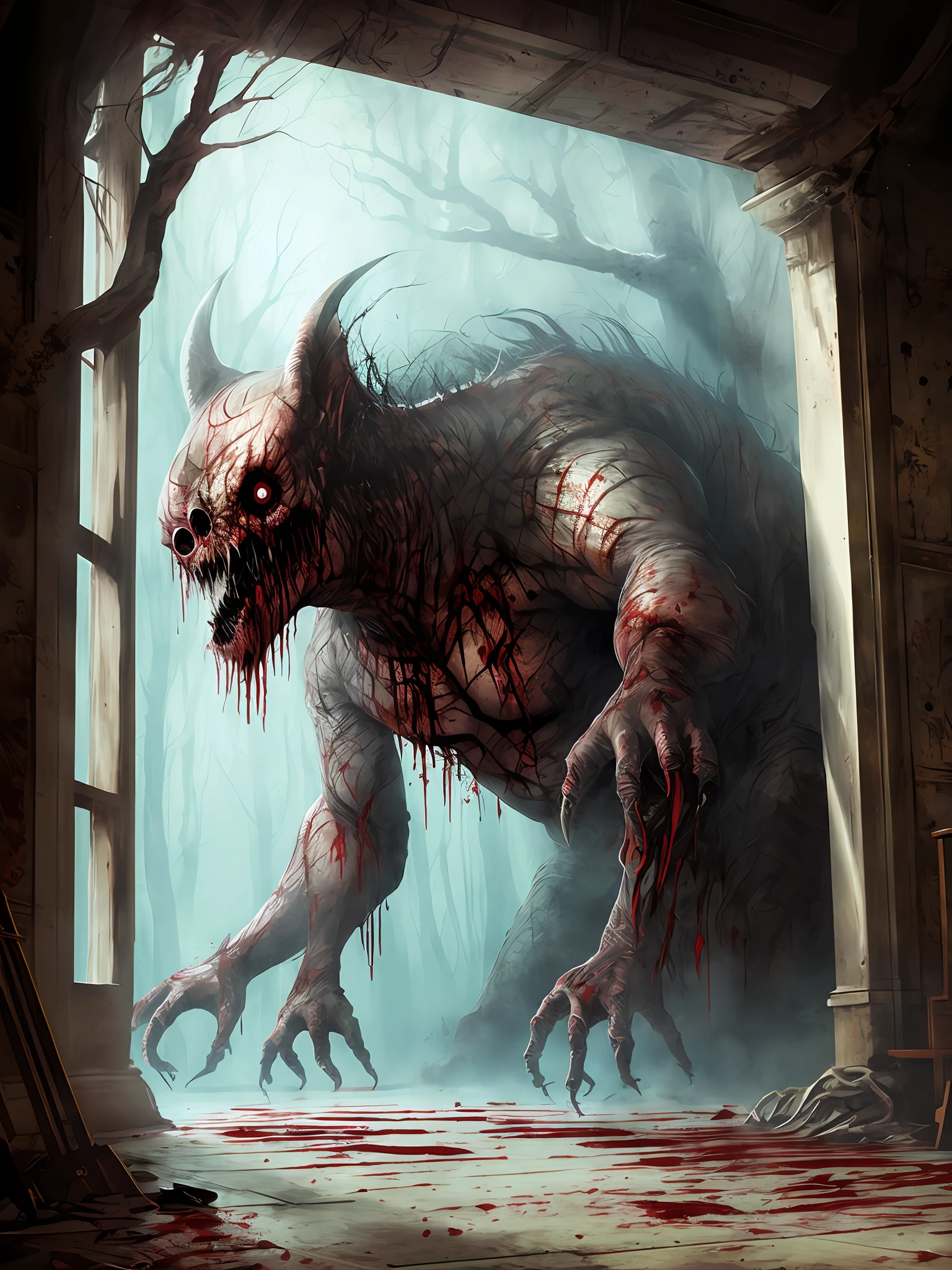 Masterpiece, bloody, densely phobic, horror, giant monsters