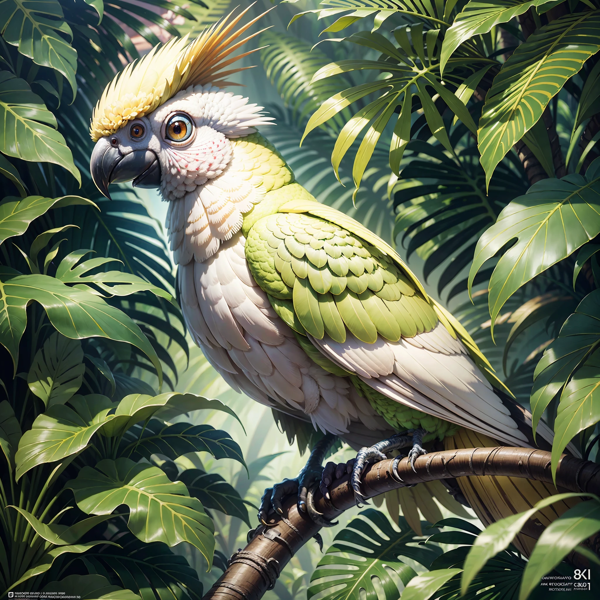award-winning ultra realistic photographer, jungle with citron cockatoo and palm trees, highly detailed digital painting, citron cockatoo, citron cockatoo, highly detailed digital painting, 8K highly detailed art, highly detailed digital art, photorealistic printing, beautiful digital art, ultra realistic 3D illustration, ultra realistic illustration, 8k photography, nikon, canon 2.8, highly detailed 4K painting, tropical birds, realistic illustration, surrealism, dreams,