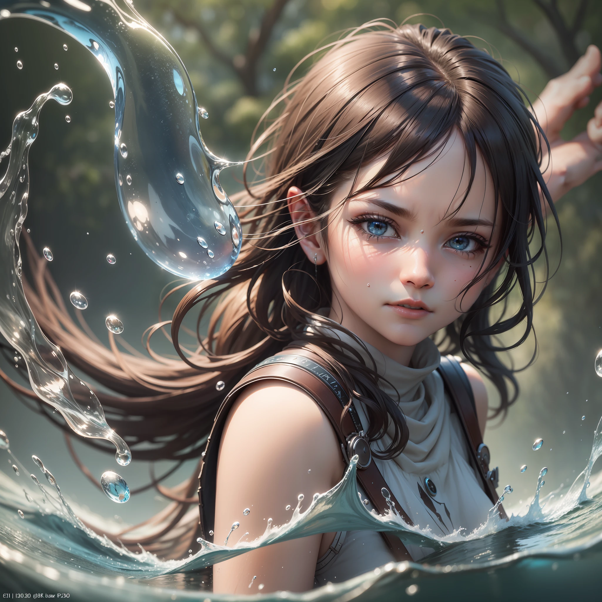 "A DROP OF WATER (8k, RAW photo, best quality, masterpiece: 1.2), ultra detailed, official art, photo-realistic: 1.37, a drop of water, grain of film, action pose".