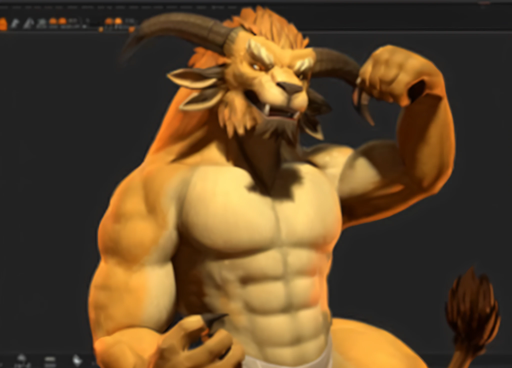 An Aalfard image with a goat's head and goat's head furry, in sketchfab, sketchfab », popular in sketchfab, trend in zbrush center, trend in zbrush, hired 3d artist, muscular humanoid Balrog demon, muscle character, muscle werewolf, sketch fab, trend on polycount