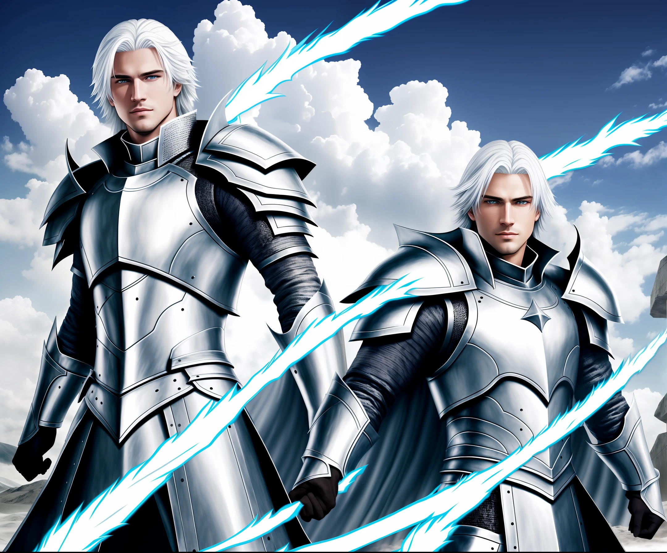 The white-haired handsome, white-armored knight was covered in white flames