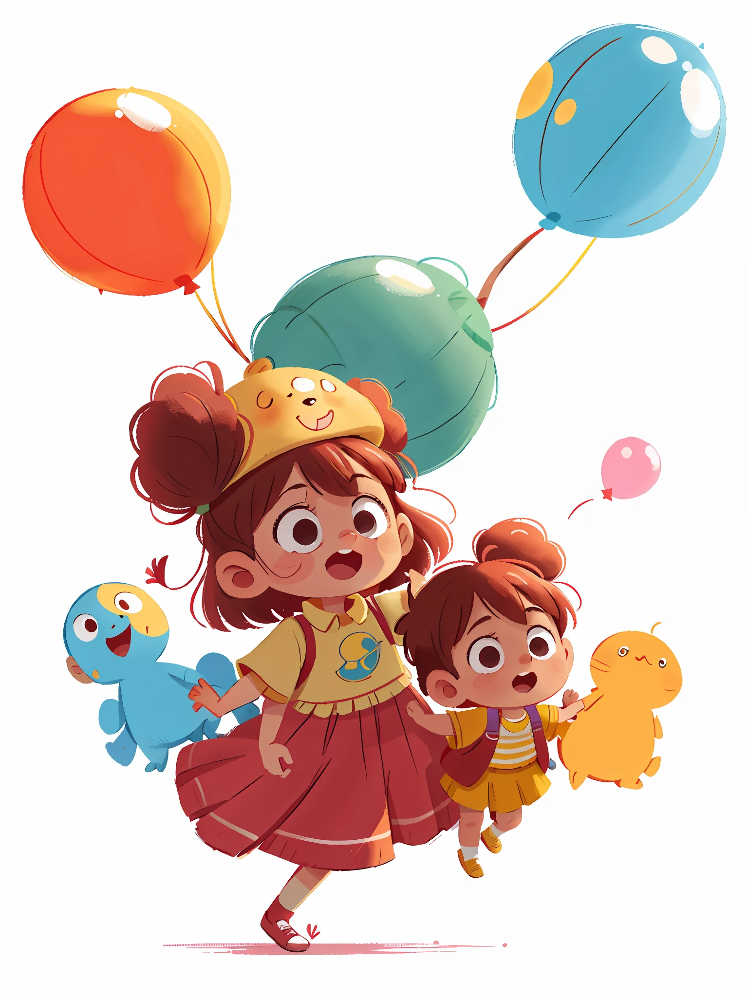 A girl drags the baby on her head with both hands, the baby holds a balloon in both hands, the girl is dressed in red, the baby is dressed in yellow, playground, happy, happy, perfect quality, clear focus (clutter - home: 0.8), (masterpiece: 1.2) (Realistic: 1.2) (Bokeh) (Best quality) (Detailed skin: 1.3) (Intricate details) (8K) (Detail Eyes) (Sharp Focus), (Happy)