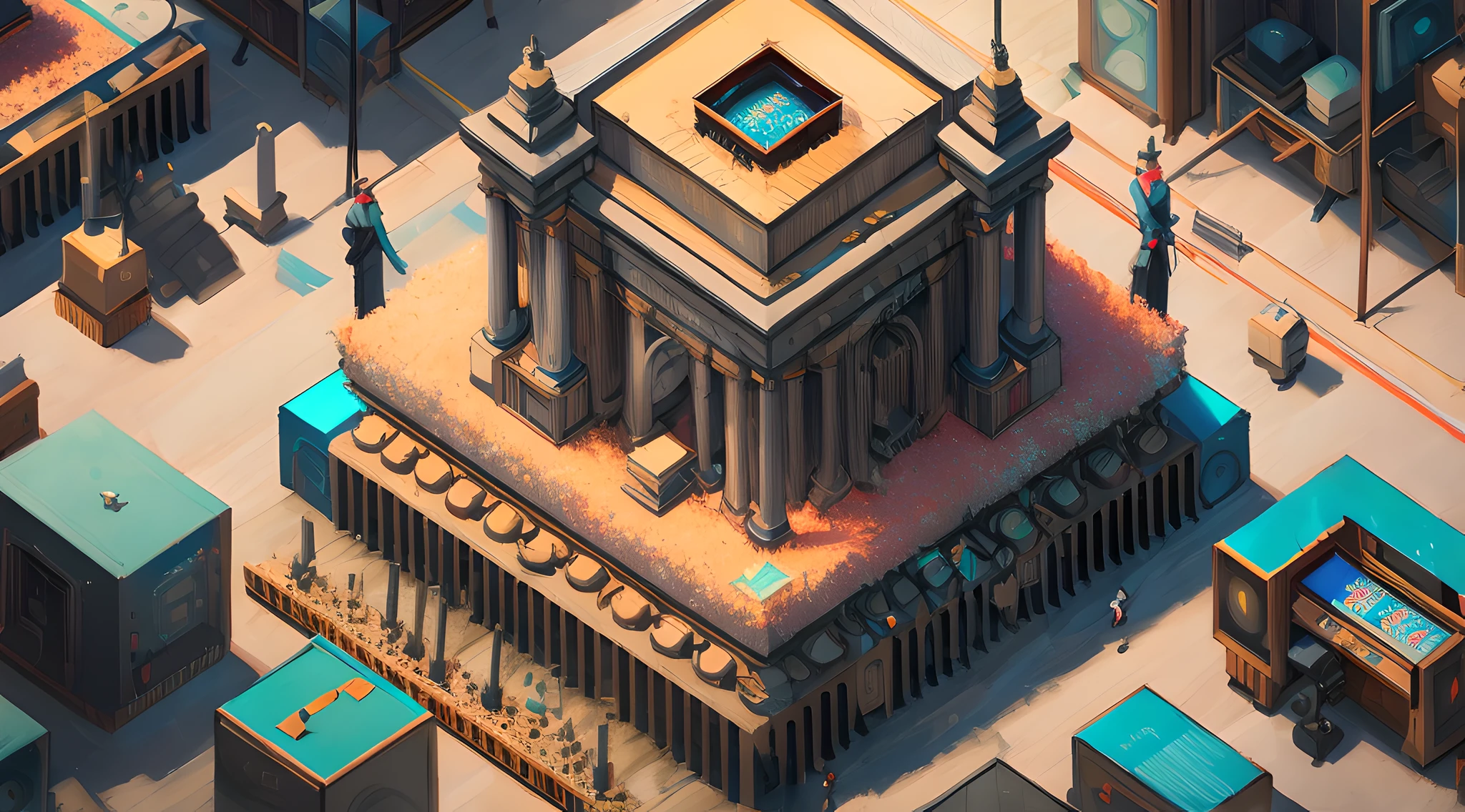 (Best quality),(masterpiece),(ultra detailed),(high detailed),(extremely detailed),dramatic day at work, loud whimper, loud echoes, ossuary, digital art, glitch art, isometric view, epic scale, wide angle, dramatic light, beeple, 4k, render, trending on artstation, matte, highly detailed,