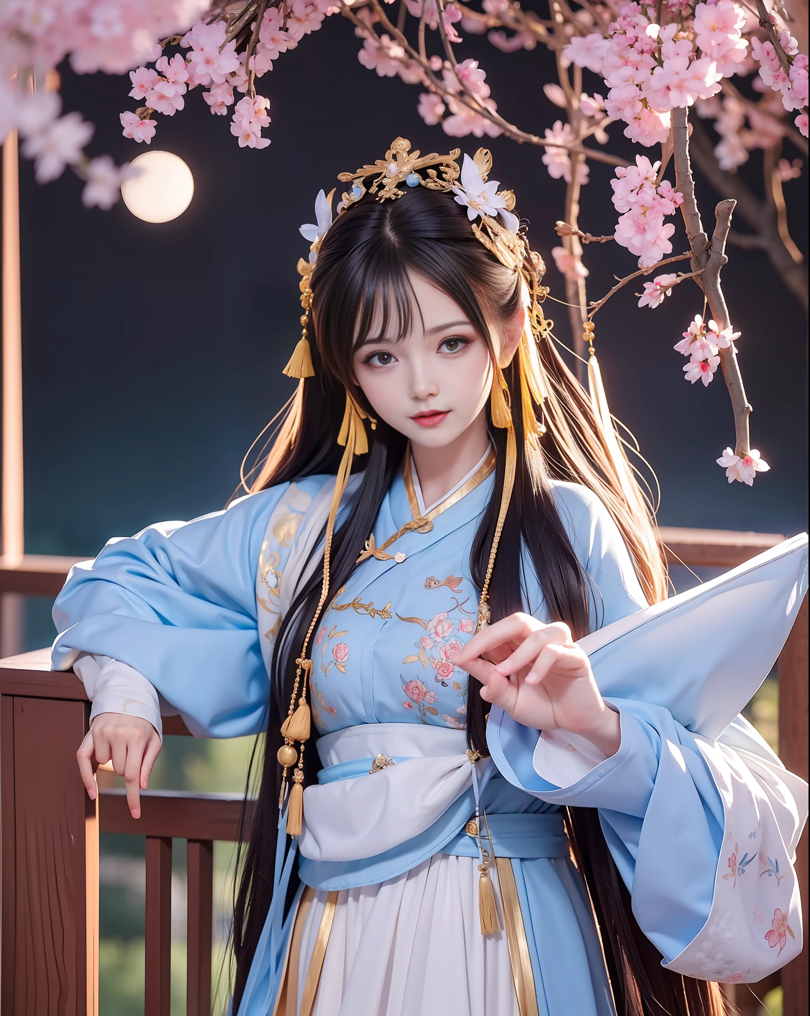 (8k, RAW photo:1.2), best quality, ultra high res,dramatic angle,(fluttered detailed color splashs), (illustration),(((1 girl))),(long hair),(rain:0.9), (头饰:1.4),少女身边有一座古宫,汉服,(重点),彩色水墨画,(泼彩),泼彩,(((colorful))),(素描:0.8) , Masterpiece, best quality, beautiful painted, highly detailed,(denoising:0.6),[splash ink],((ink refraction)), (beautiful detailed sky),moon,highly,detaild,(masterpiece, best quality, extremely detailed） CG unity 8k壁纸，杰作，最好的质量，超详细），（石蒜），