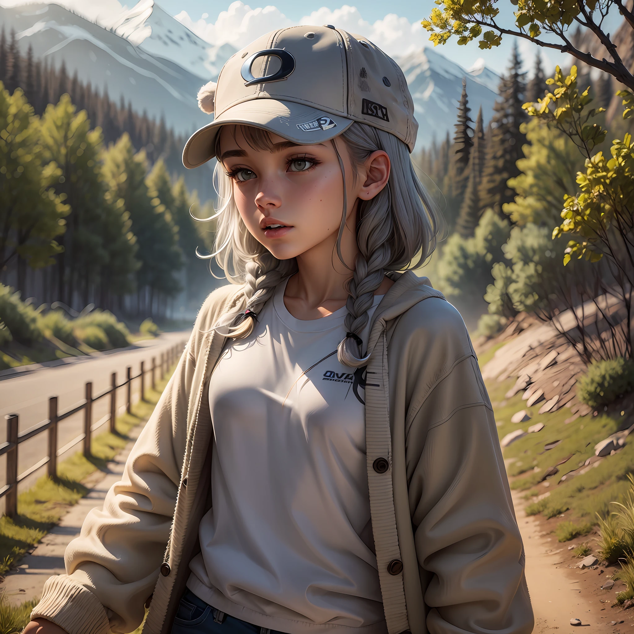 Teenager with cracked body of gray cougar cap, with aura of light --auto --s2