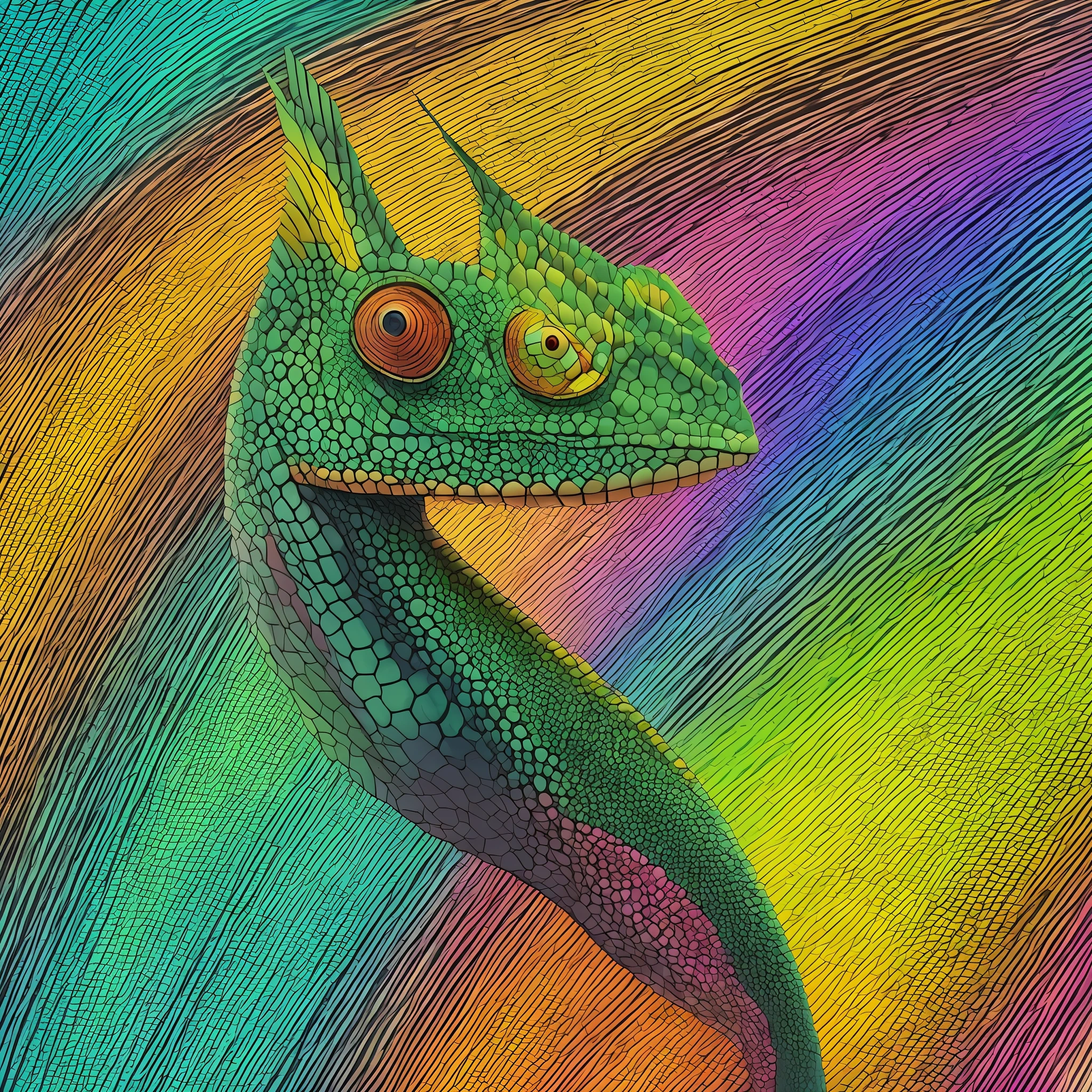 a chameleon, minimalistic colorful organic forms, energy, assembled, layered, depth, alive vibrant, 3D, abstract, on a light green background --auto --s2