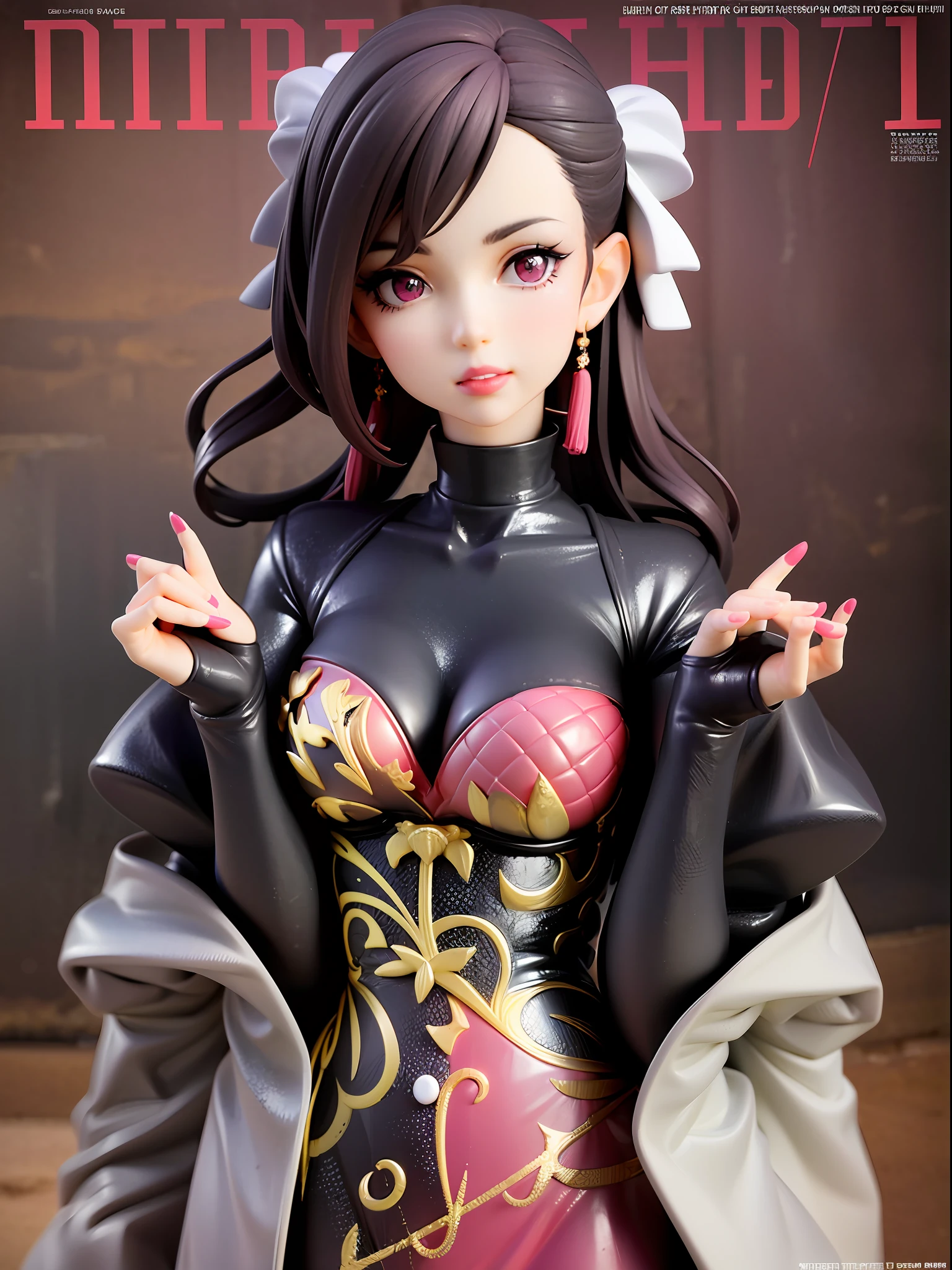 absurdres, highres, ultra detailed, (ung beautiful girl, solo:1.1), (fashion magazine cover:1.3), experimental style, avant-garde clothing, unique silhouettes, unconventional fabrics, bold colors, artistic designs, statement accessories